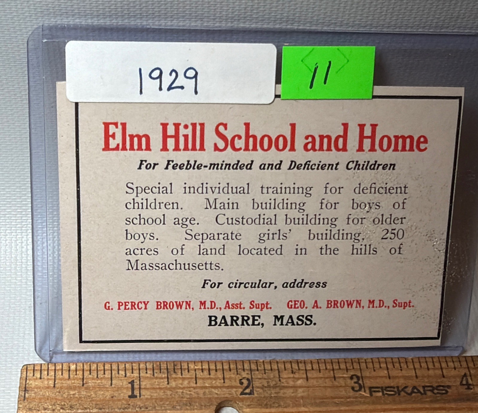 Antique Elm Hill School & Home Mentally Deficient Children Barre Mass Picture AD