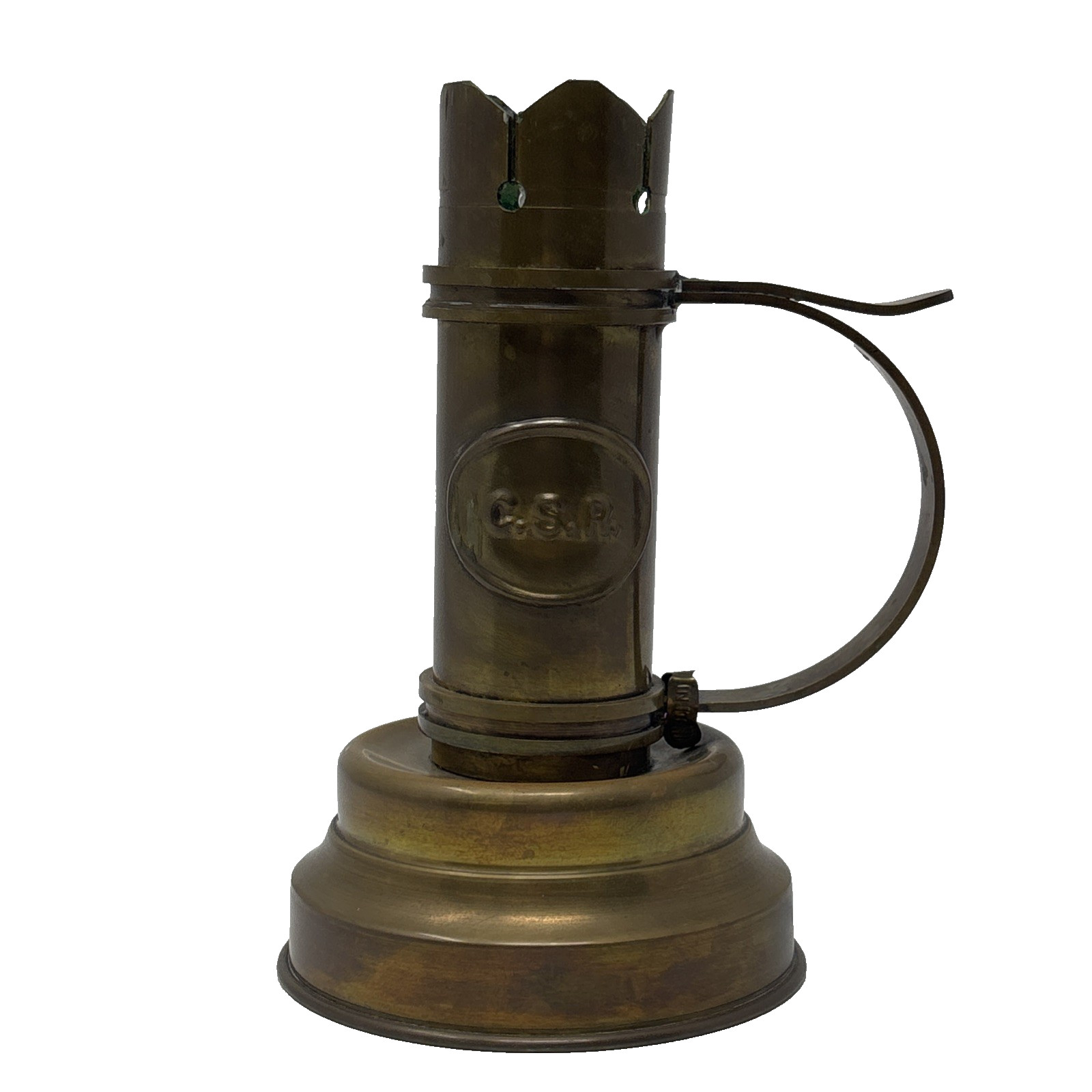Vintage Brass Chamberstick Candle Holder Finger Loop Metal Candlestick