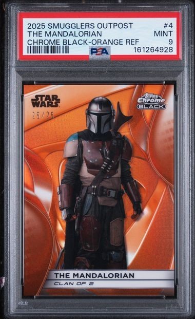 2025 TOPPS STAR WARS CHROME BLACK MANDALORIAN SMUGGLERS OUTPOST ORANGE #4 PSA 9 2025 TOPPS STAR WARS CHROME BLACK MANDALORIAN SMUGGLERS OUTPOST ORANGE #4 PSA 9