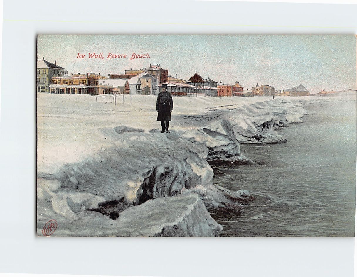 Postcard Ice Wall Revere Beach Massachusetts USA