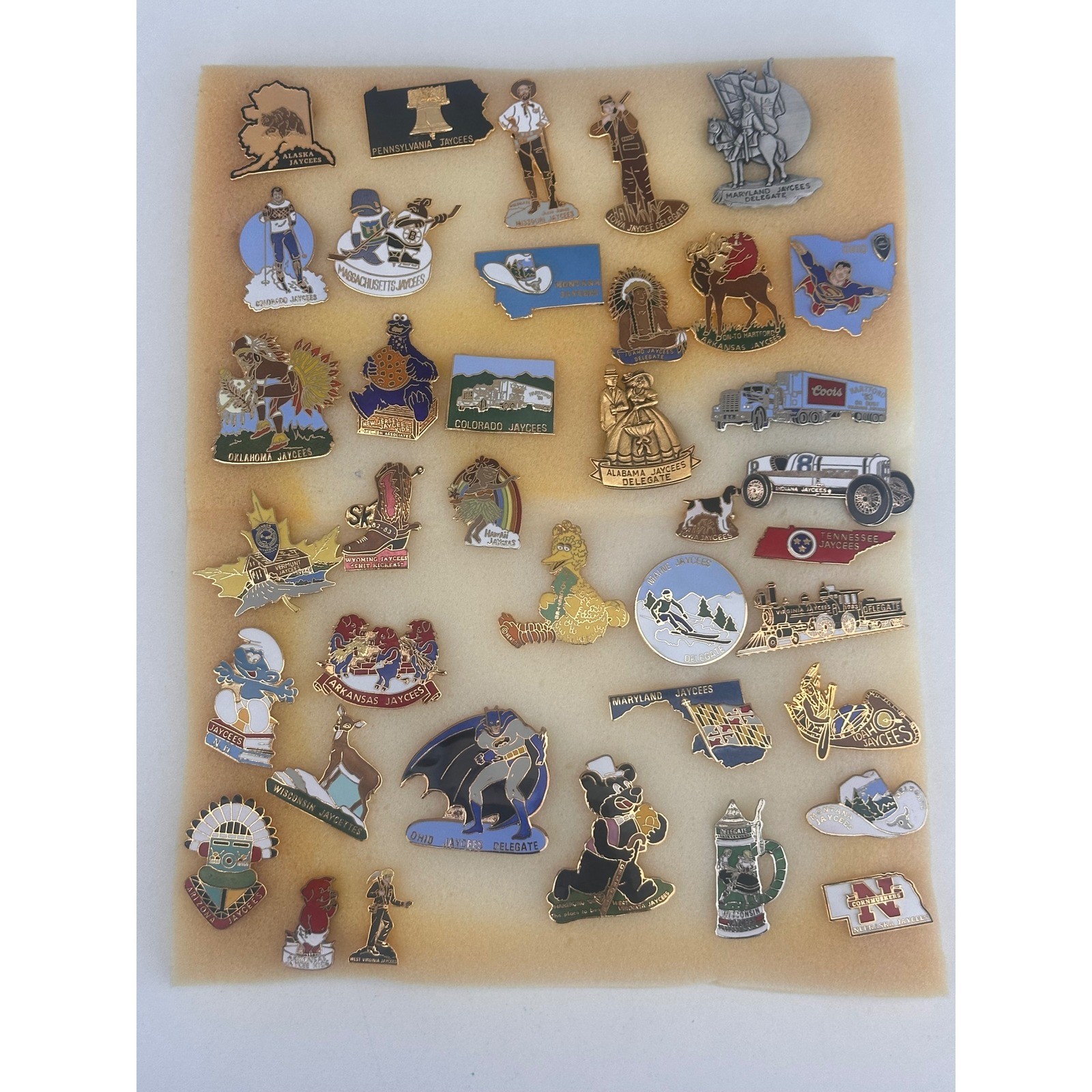 Vintage Jaycees Enamel Pin Lot 35pc State Delegate Batman Superman Sesame Street Vintage Jaycees Enamel Pin Lot 35pc State Delegate Batman Superman Sesame Street