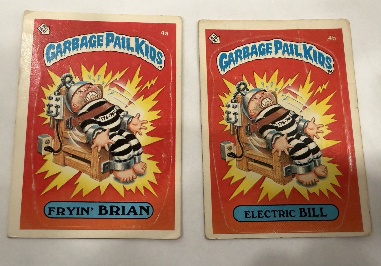 Lot of (2) Vintage Garbage Pail Kids GPK Card Lot - 1985 Series 1 (4a + 4b) Read