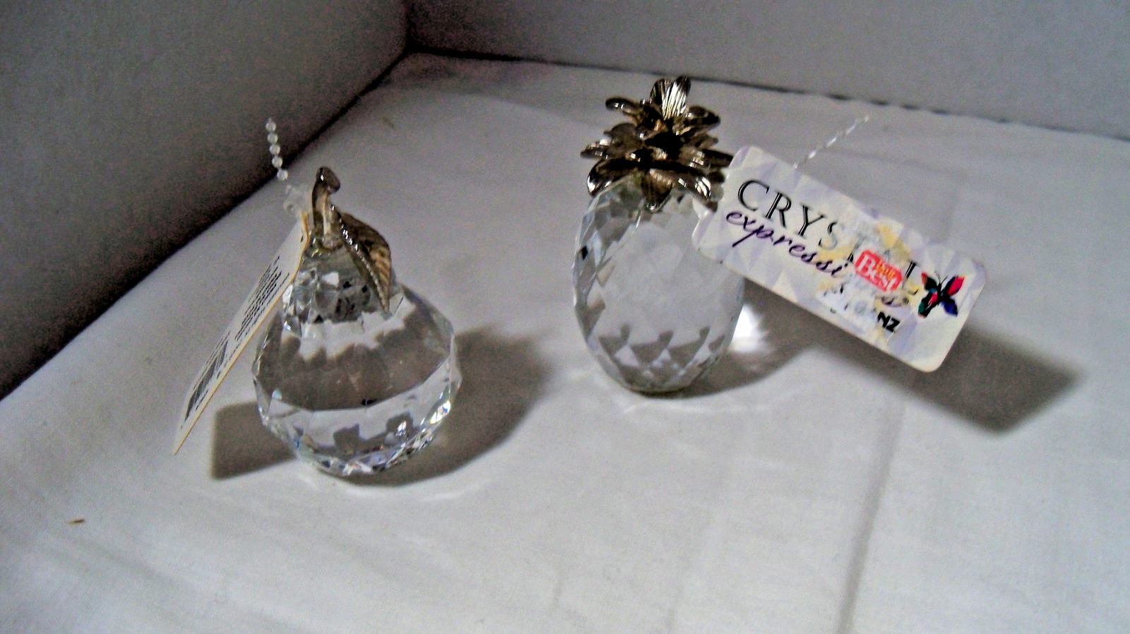 Vintage Ganz Crystal Expressions Mini Pear & Pineapple Figures Original Tags Vintage Ganz Crystal Expressions Mini Pear & Pineapple Figures Original Tags