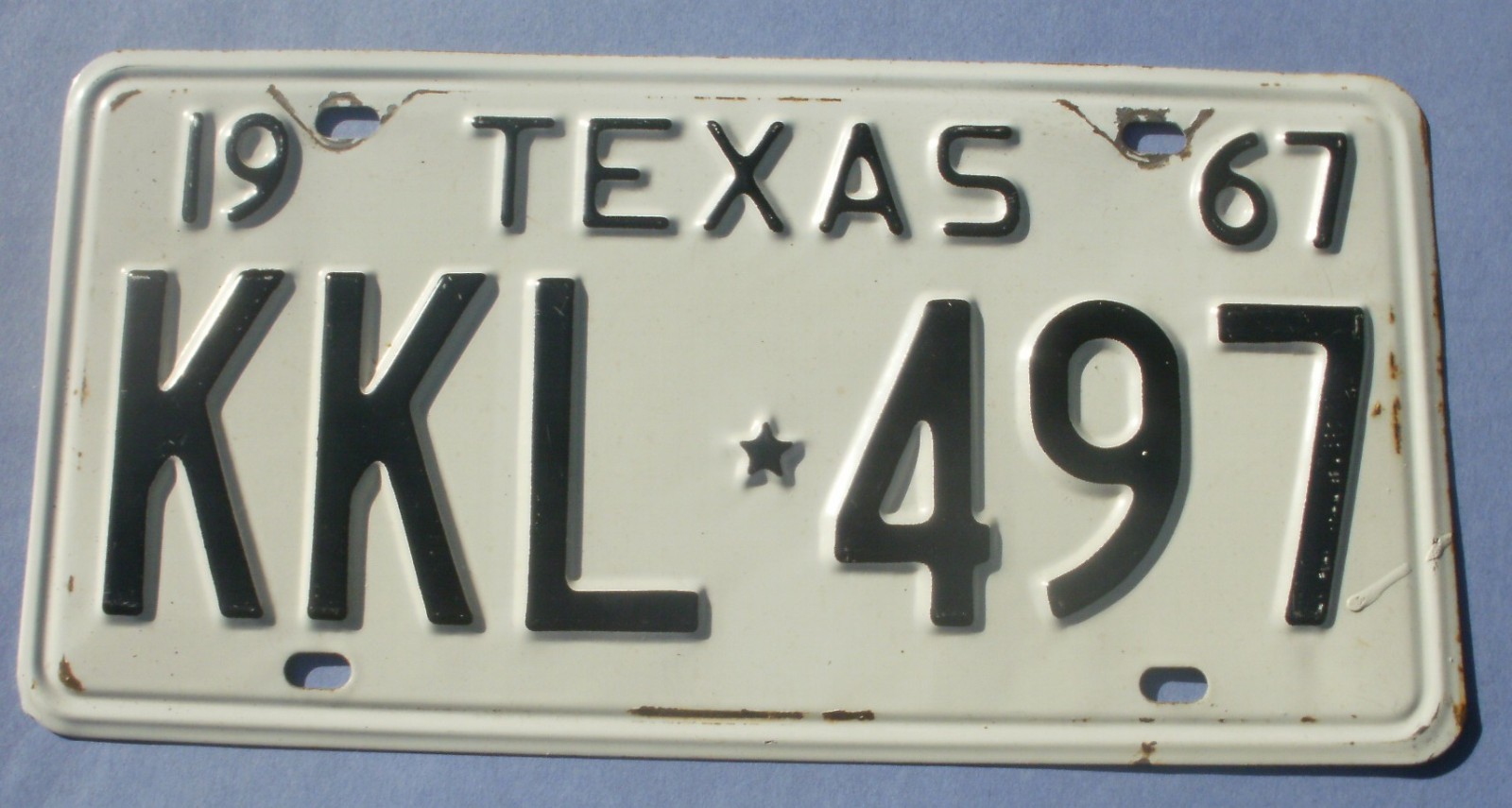 1967 Texas License Plate - KKL 497 1967 Texas License Plate - KKL 497