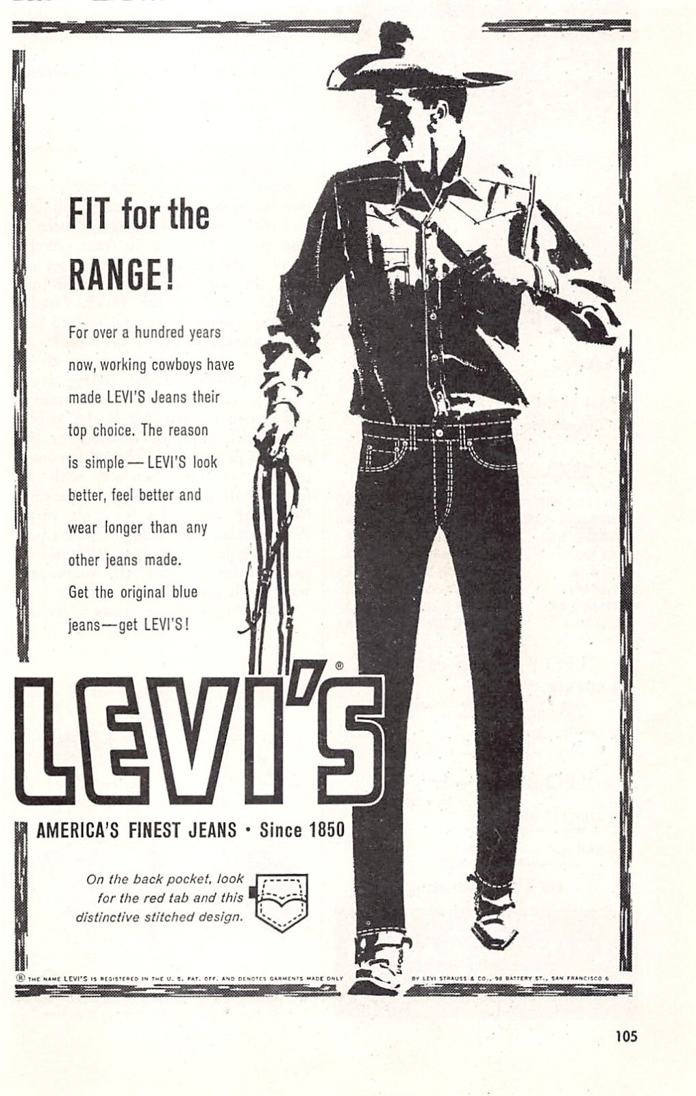 Levi Strauss Fit For the Range Levi's America's Finest Jeans Vtg Mag Print Ad