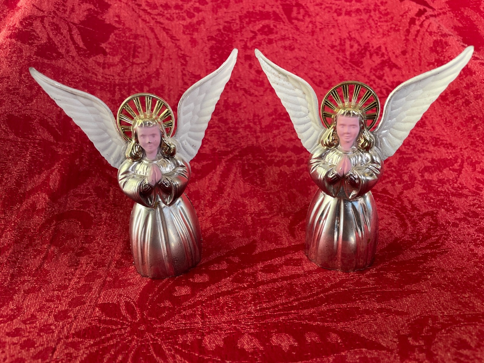 Vintage Bradford Plastic Chrome Angel Christmas Ornaments Lot of 2 Silver Vintage Bradford Plastic Chrome Angel Christmas Ornaments Lot of 2 Silver
