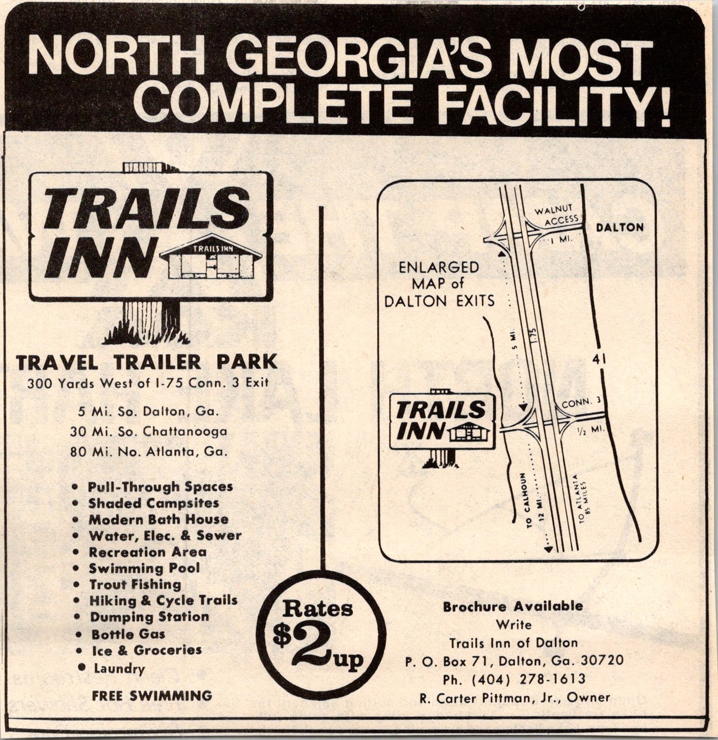 Trails Inn North Georgia\'s Most Complete Facility Dalton GA 1974 Ad TAK6-H2
