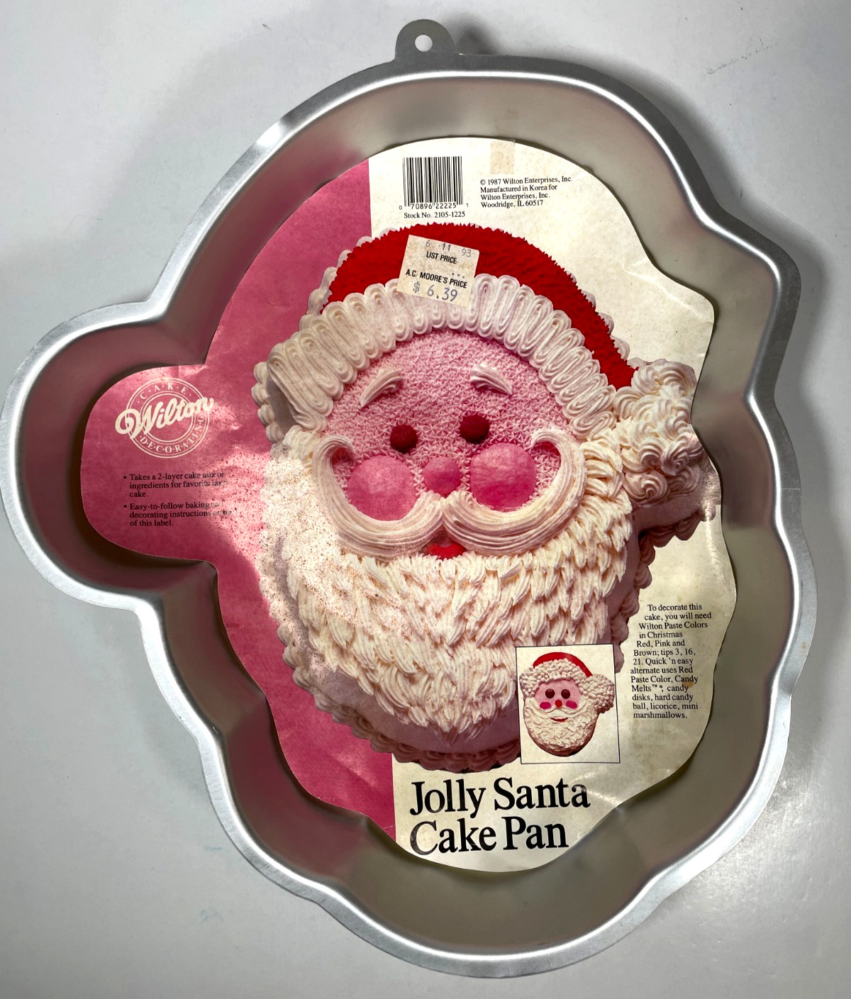 Wilton 1987 Cake Pan Jolly Santa Christmas Santa Claus Insert 2105-1225