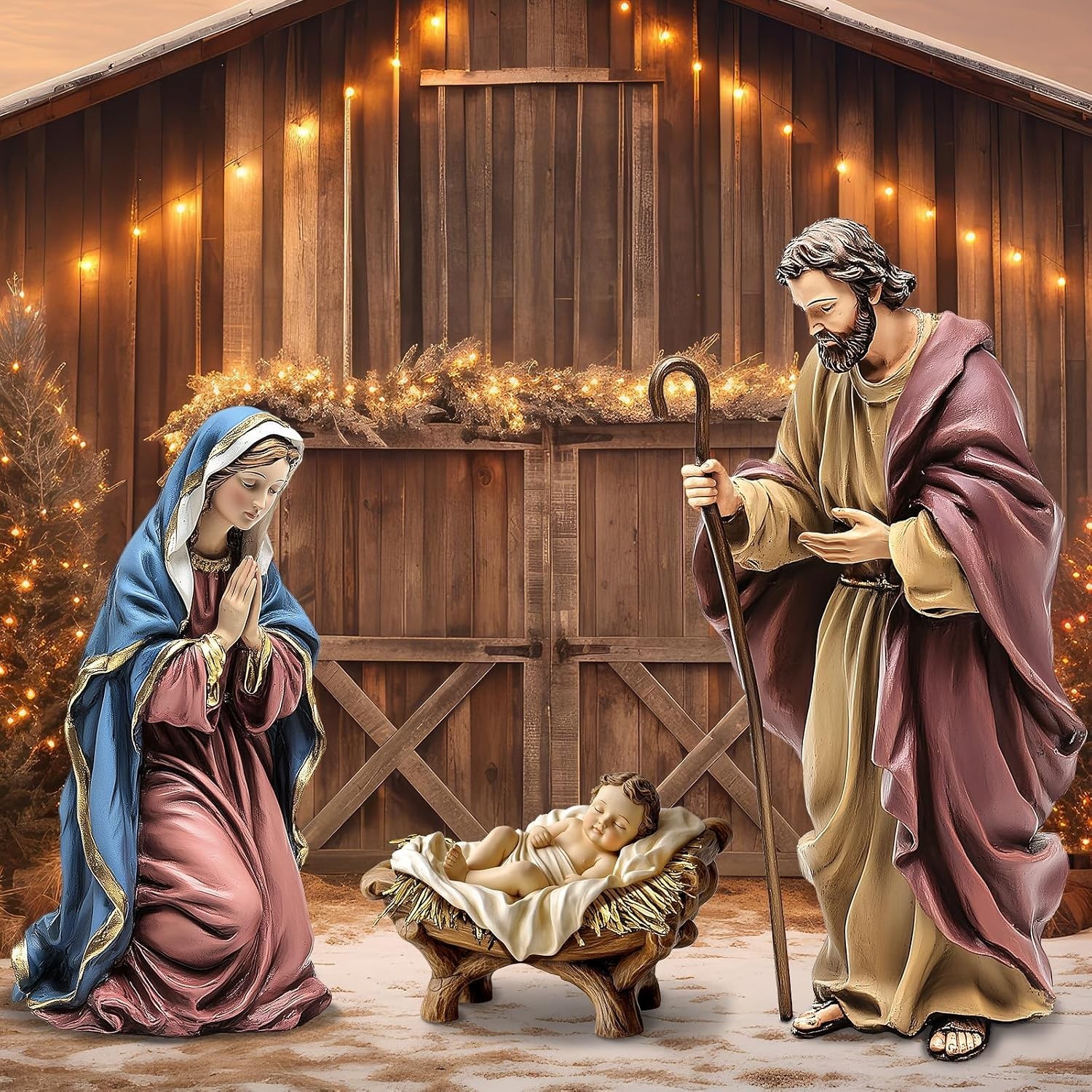 3Pcs Metal Christmas Outdoor Nativity Scene Set,54.3 Inch,Large Christian Nativi 3Pcs Metal Christmas Outdoor Nativity Scene Set,54.3 Inch,Large Christian Nativi