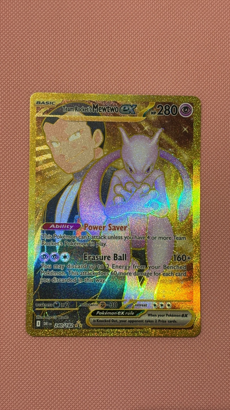 Pokemon TCG Team Rocket\'s Mewtwo EX 240/182 Destined Rivals Gold English Card