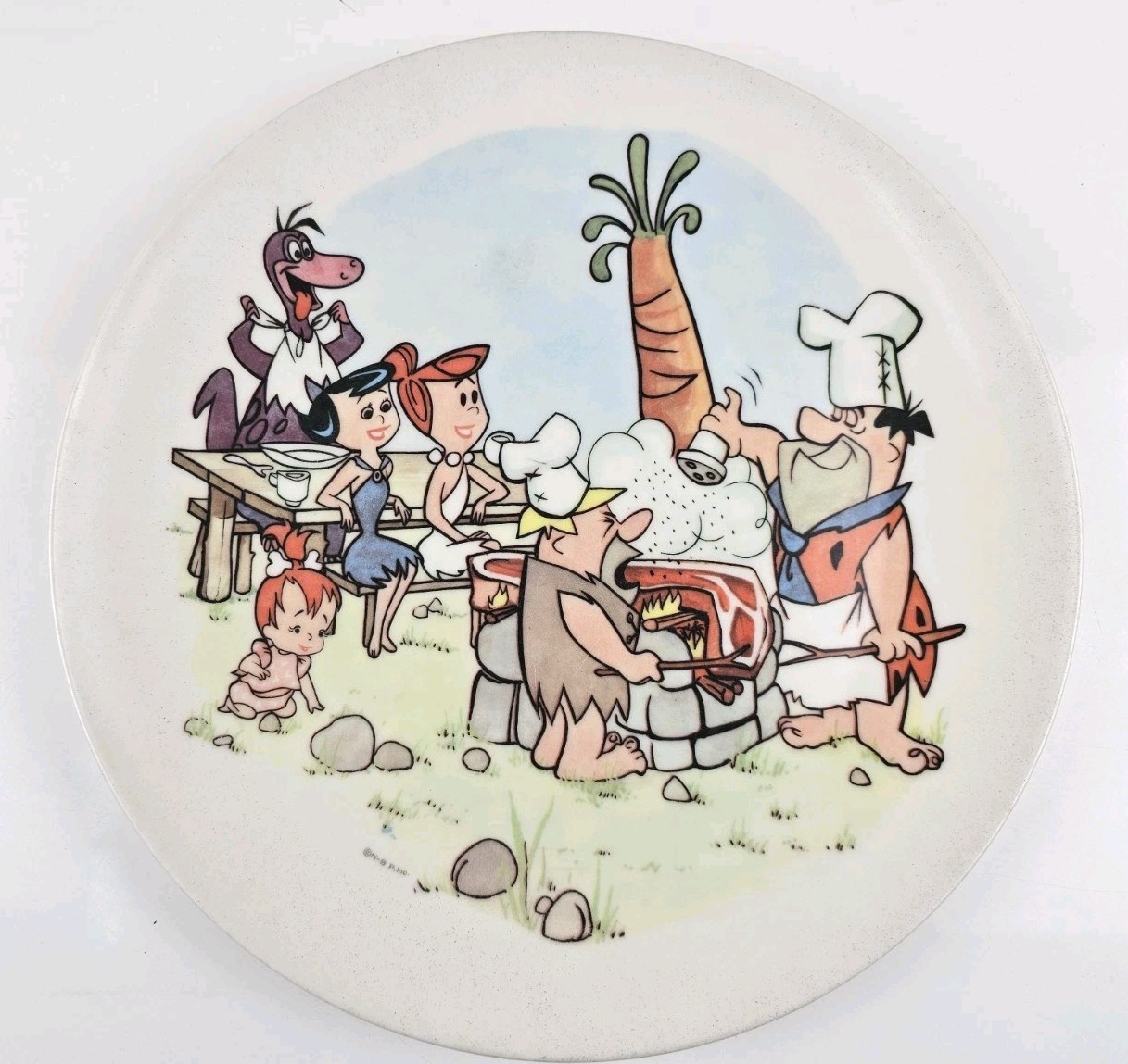 RARE Vintage Hanna-Barbara Flintstones Fred Dino Pebbles Wilma Melmac plate 10” RARE Vintage Hanna-Barbara Flintstones Fred Dino Pebbles Wilma Melmac plate 10”