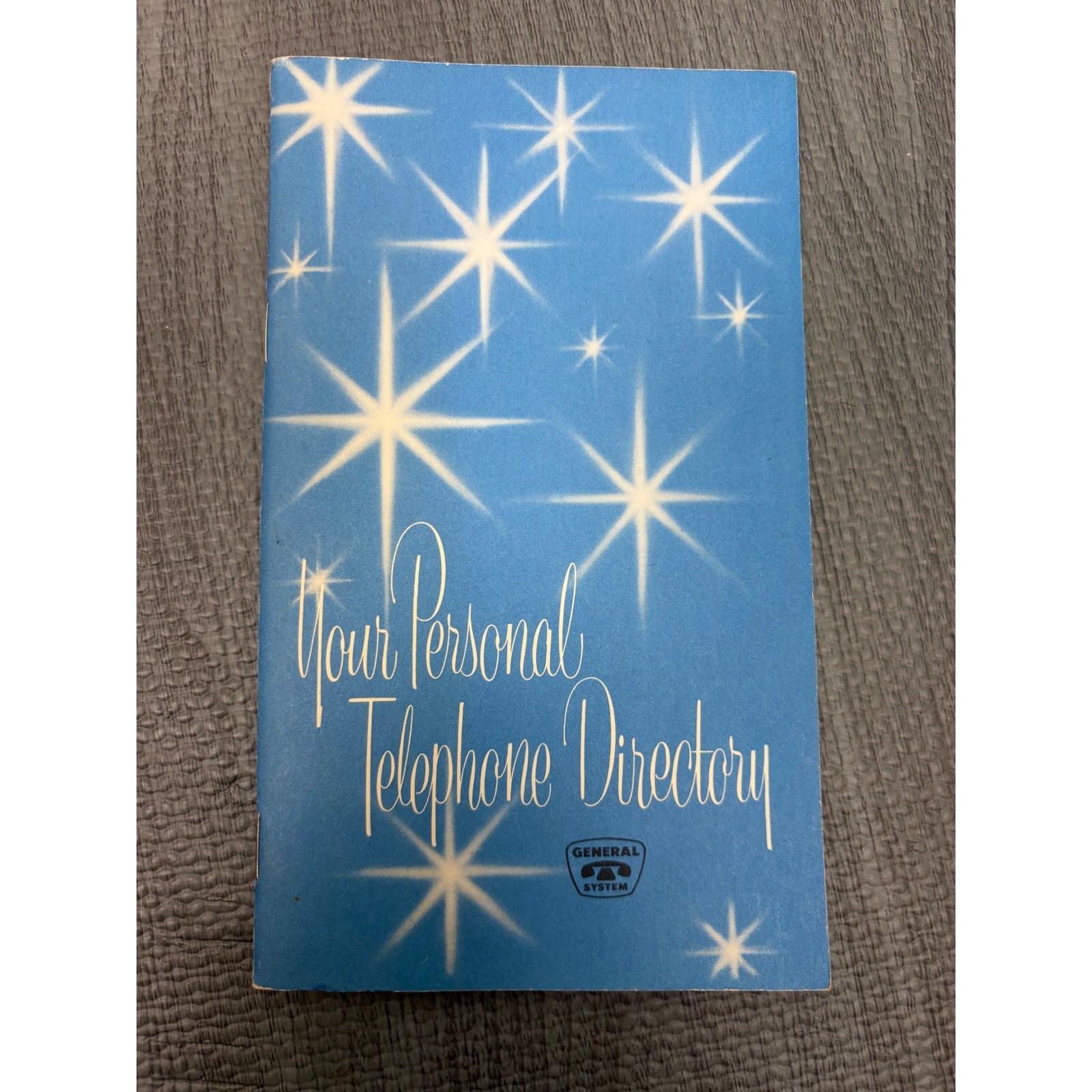 NEW General Telephone Personal Directory 1964 Blue Vintage MCM Atomic Starburst