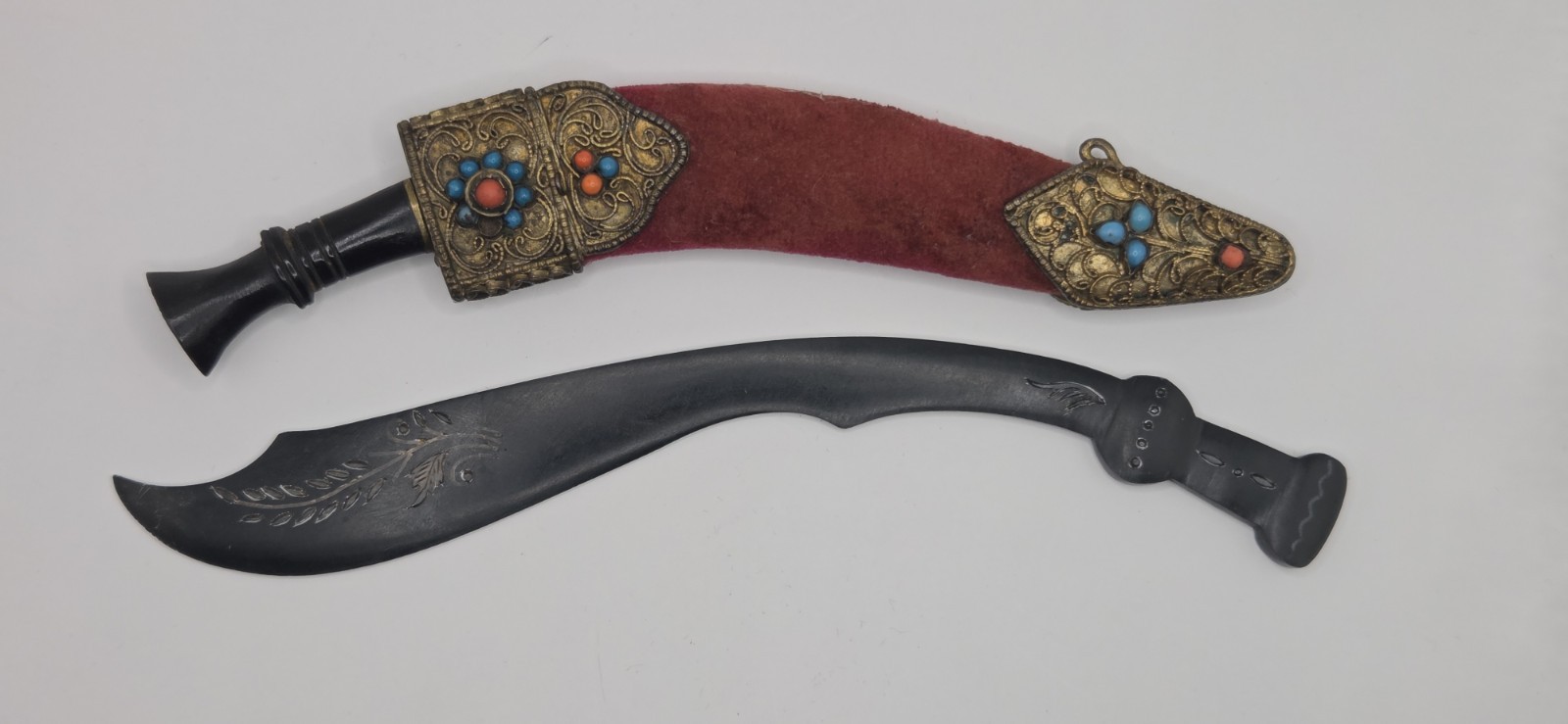 Two Vintage Ornate Kukri Knives Collectibles Souvenirs Two Vintage Ornate Kukri Knives Collectibles Souvenirs