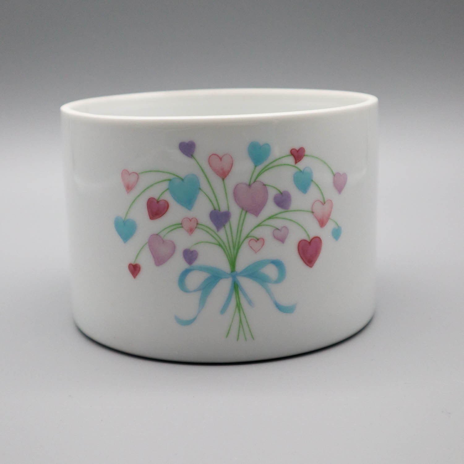 Vtg FTDA Ceramic Planter Plant Pot Vase Pastel Hearts Bouquet \'80s Cottagecore