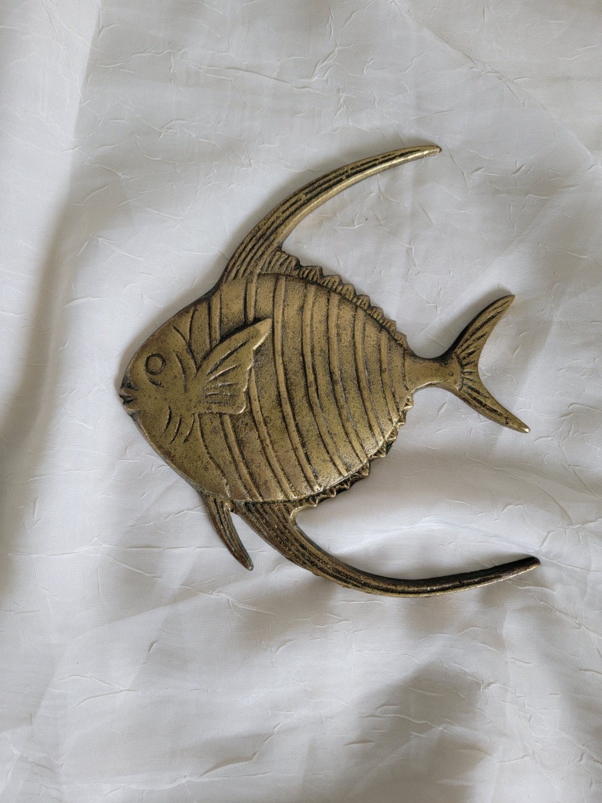 Solid Brass Fish Wall Hanging Nautical Coastal Beach Home Decor Angel Fish MCM