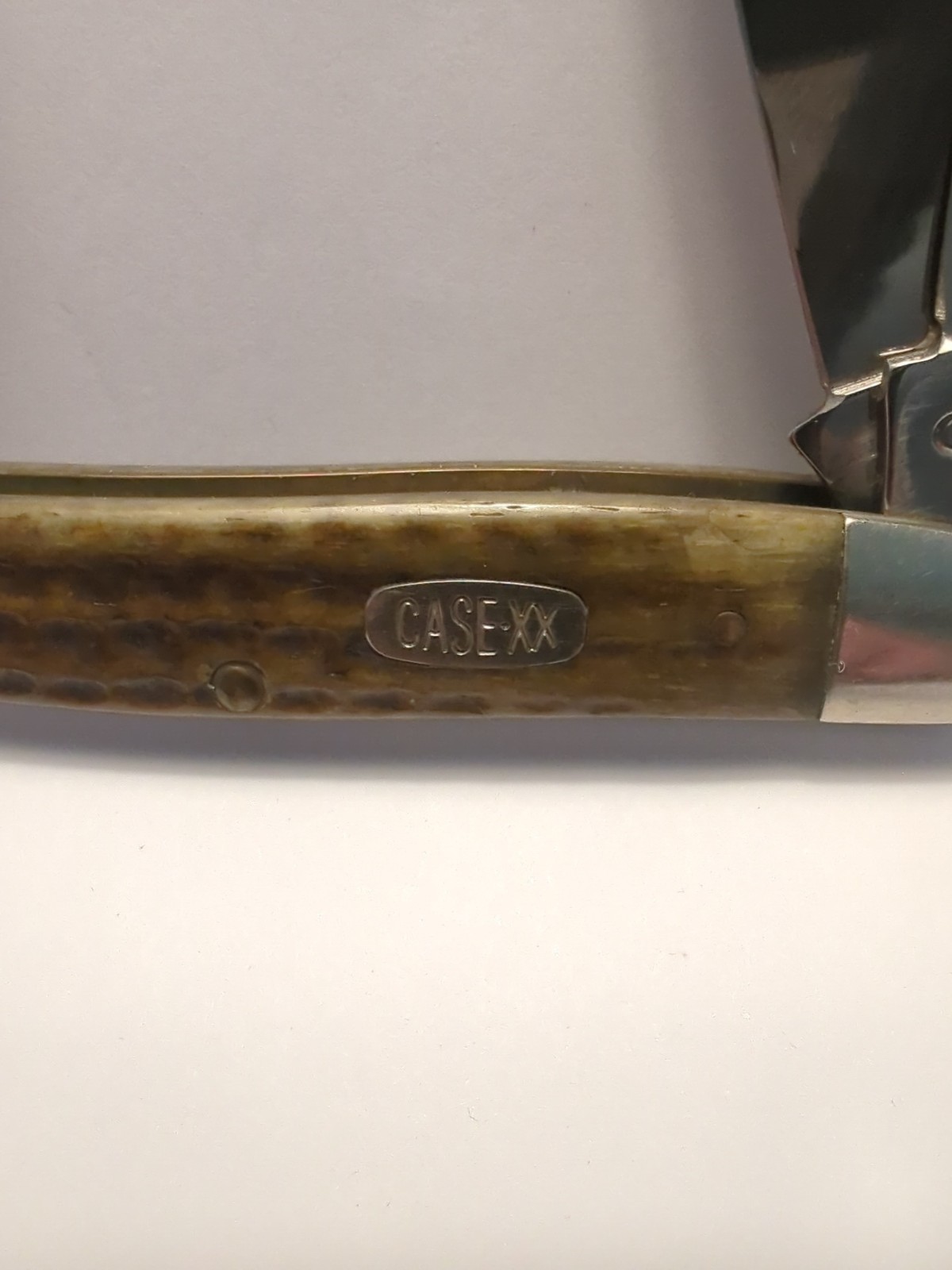 Case Knife Large Stockman XX, Green Bone ,6347, Good Snap two Dot limited badge 