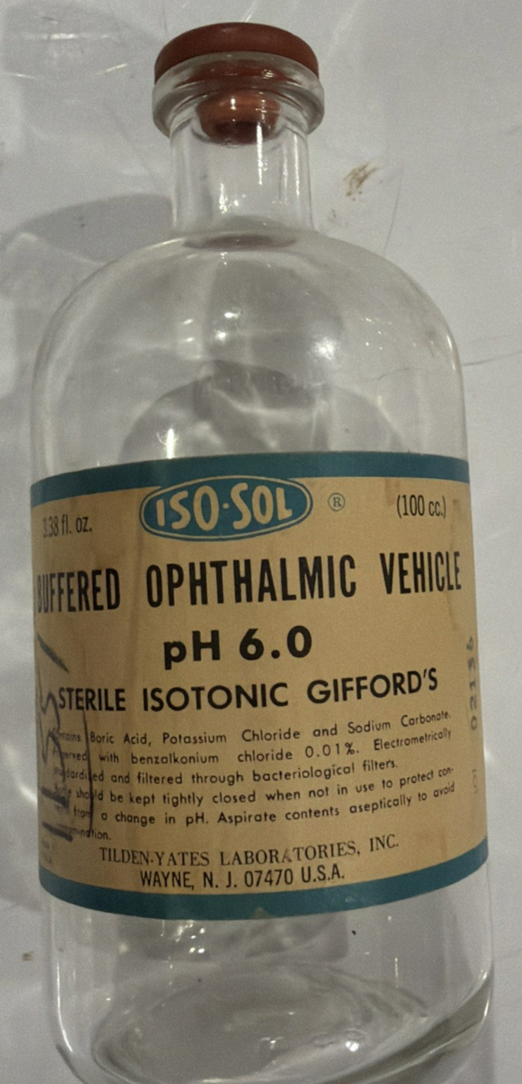ANTIQUE APOTHECARY CHEMIST PHARMACY BOTTLE ISO-SOL 100cc  4.5”