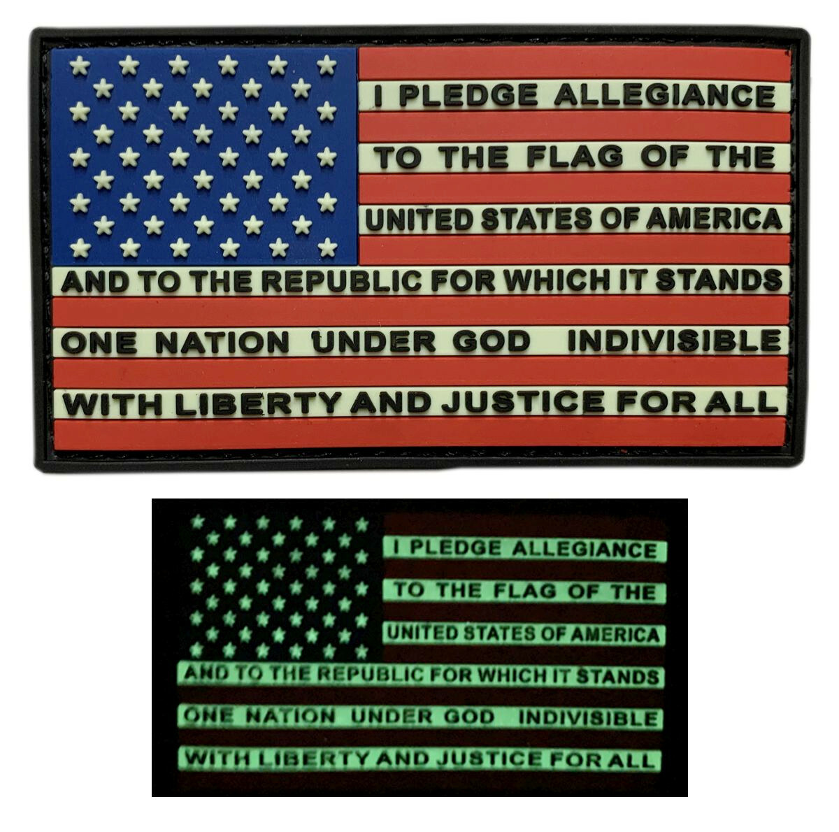 I Pledge of Allegiance Liberty Justice USA Flag Patch [3D PVC -Glow Dark-PL1]