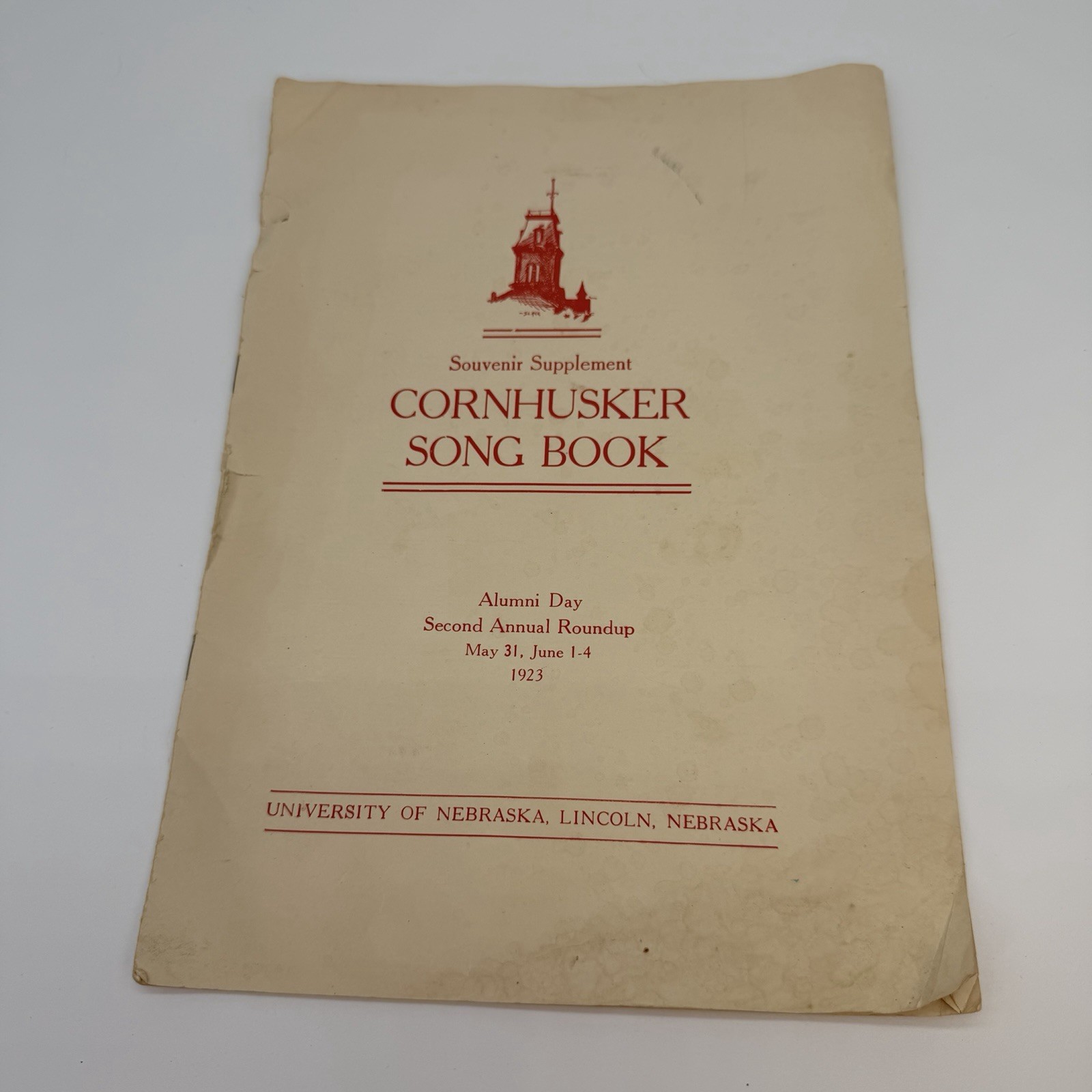 1923 NEBRASKA CORNHUSKERS Souvenir Supplement Songbook U Nebraska Alumni Day