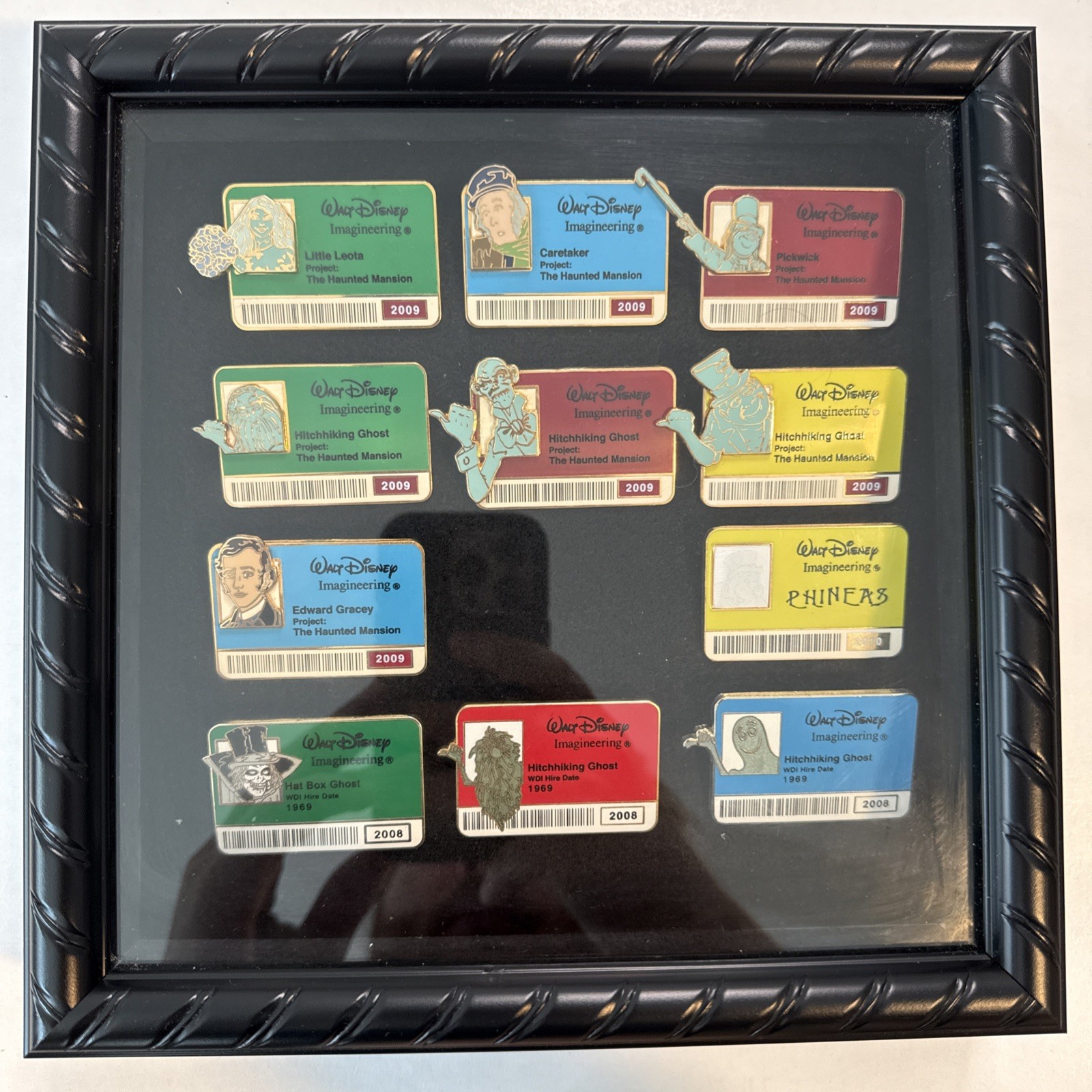 Framed Disney Pin 2009- 2010 ID Badge Series Haunted Mansion Lot of 11 LE Framed Disney Pin 2009- 2010 ID Badge Series Haunted Mansion Lot of 11 LE