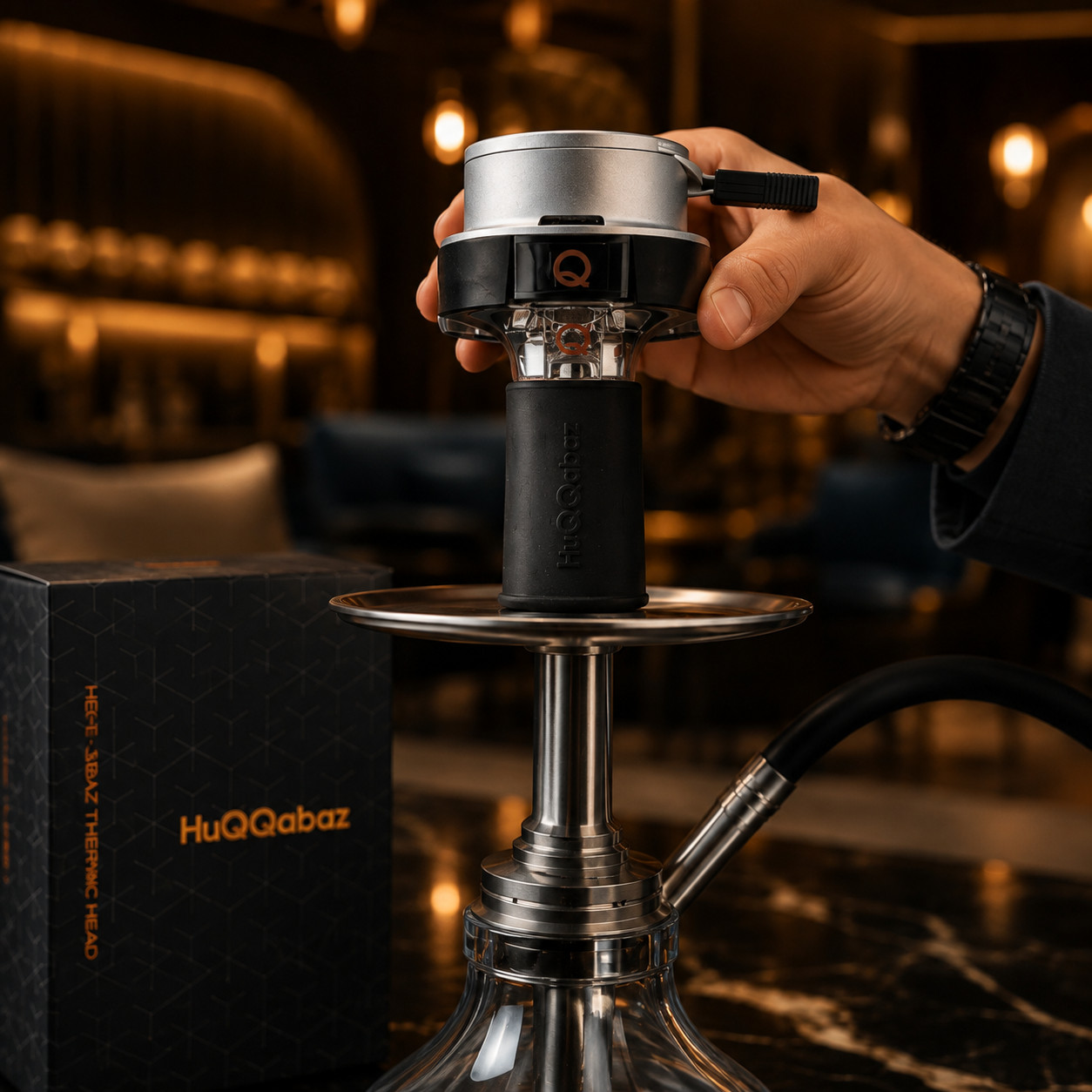 BOX HuQQabaz BlackHookah HMD Heat Mangement GLASS BOX HuQQabaz BlackHookah HMD Heat Mangement GLASS