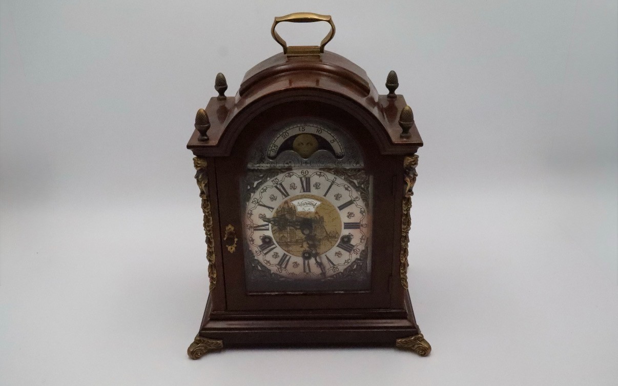 Vintage Bohnel Warmink WUBA Moon Phase Mantel Clock Mechanical Dutch Holland