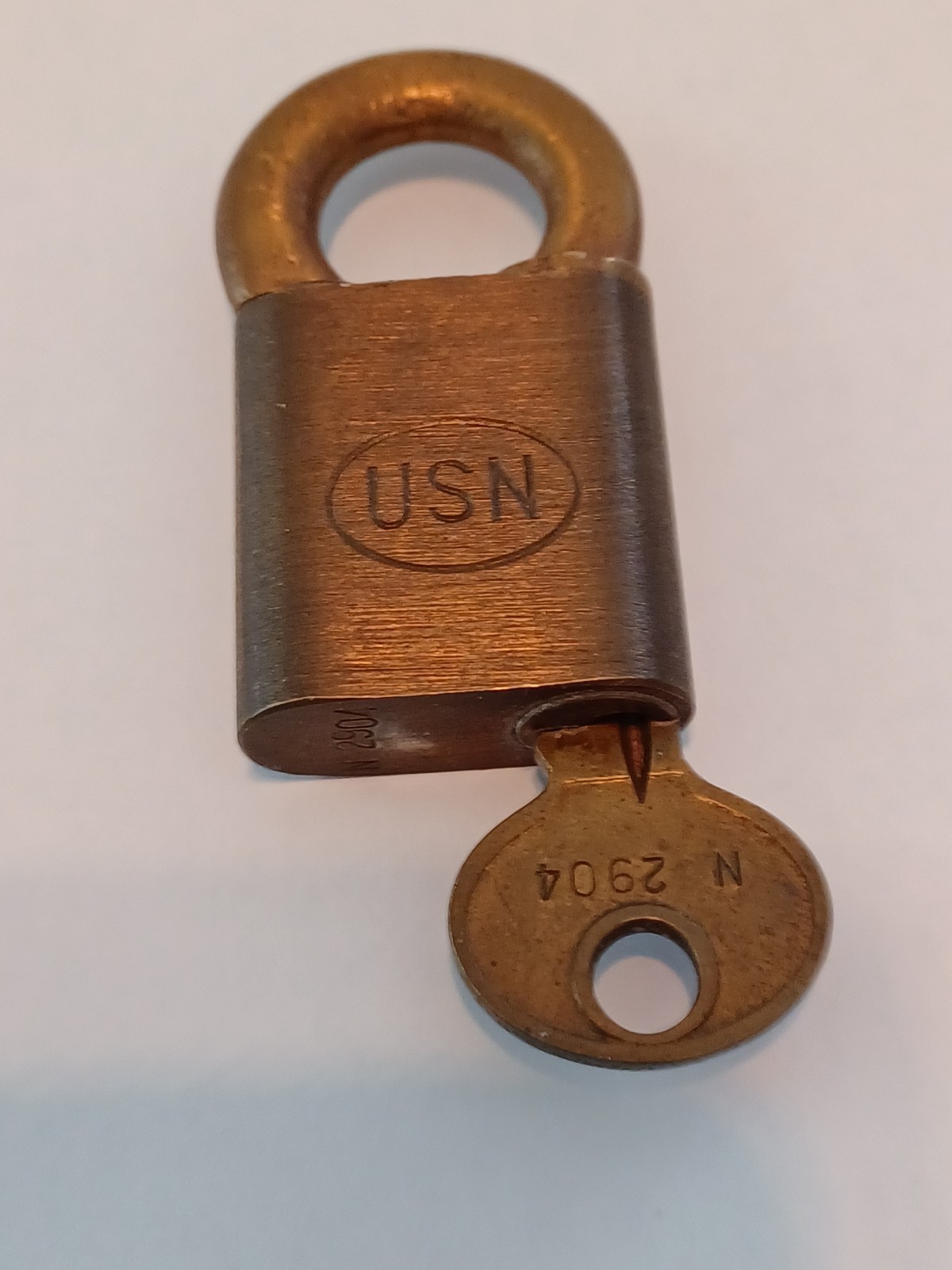 VINTAGE UNITED STATES NAVY BRASS CORBIN PADLOCK WITH KEY