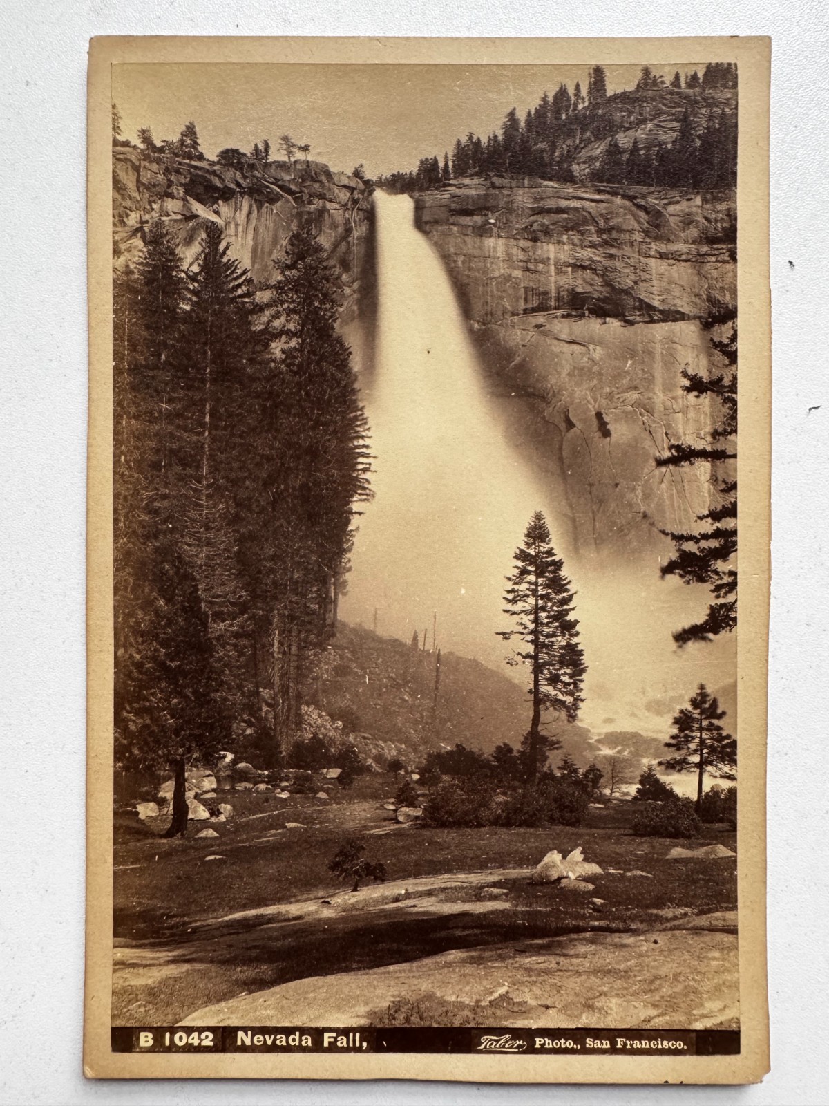 1890s Yosemite Nevada Falls B1042 Isaiah (I.W.) W Taber California Albumen Card 1890s Yosemite Nevada Falls B1042 Isaiah (I.W.) W Taber California Albumen Card