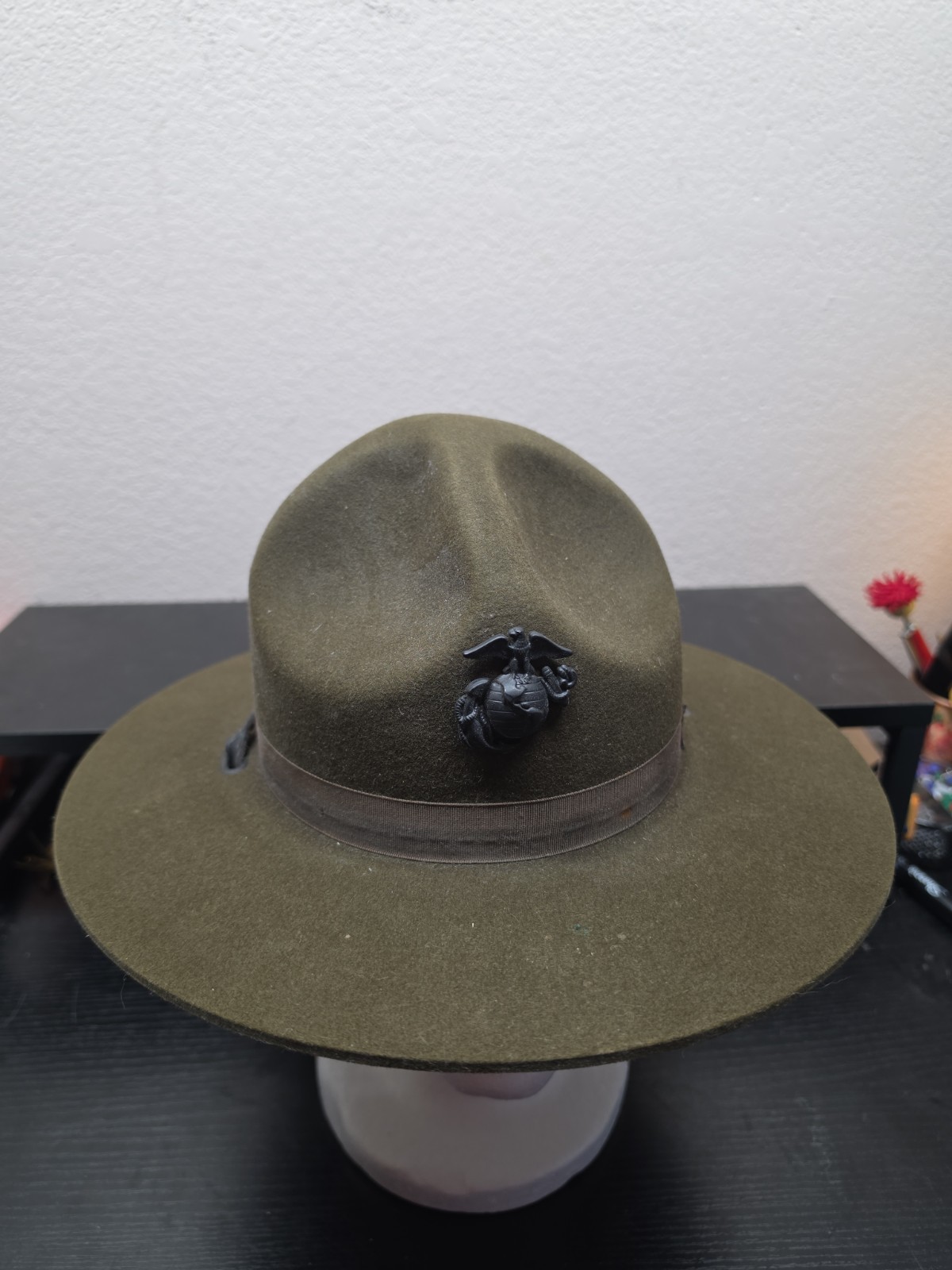 Vintage7-1/8 USMC Marine Corps Campaign Felt Cover Drill Instructor DI Cap Hat