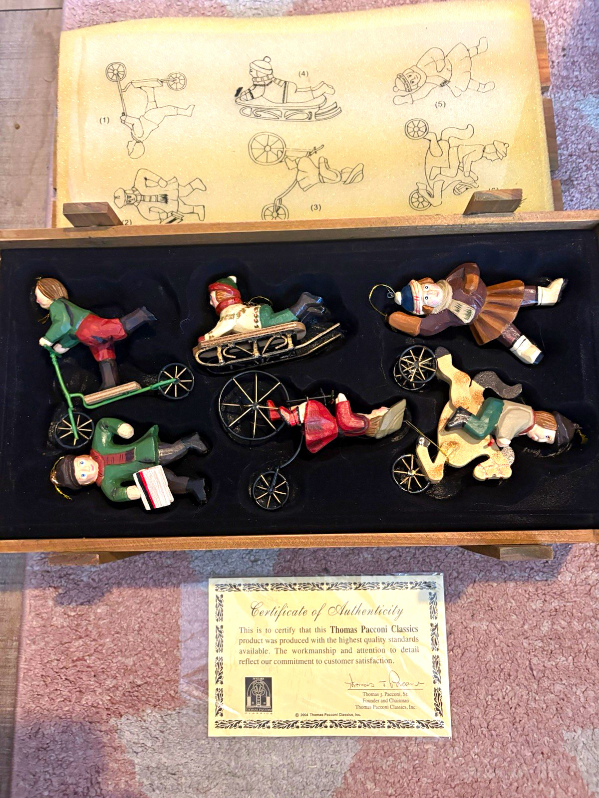 Thomas Pacconi Classics Victorian Style Children Ornament Set 6 w/ Wood Box