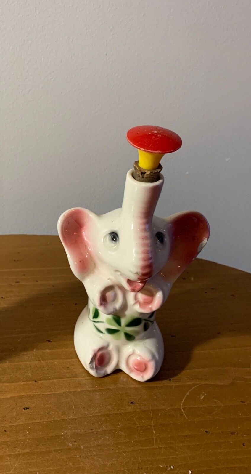 Vintage Pink & White Elephant With Shamrock On Tummy Laundry Sprinkler Bottle