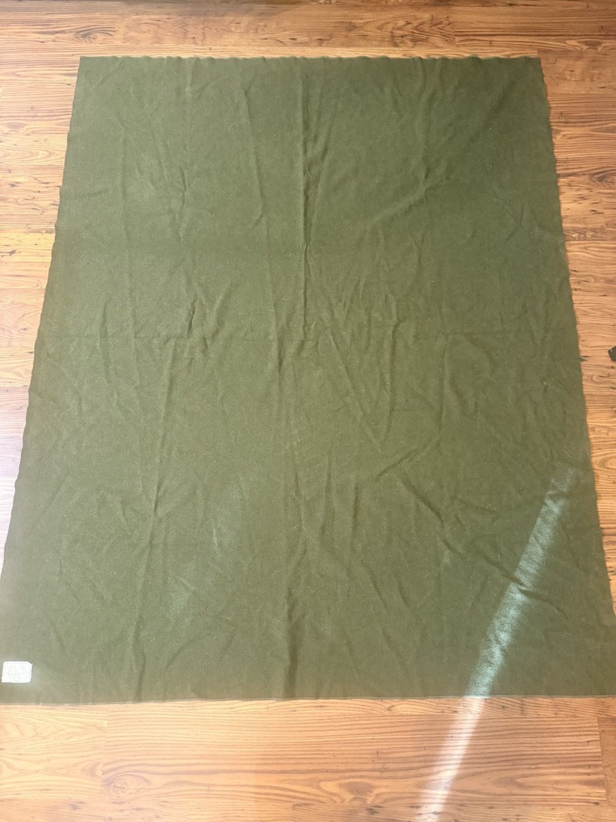 VTG 1962 US Army Military Wool Bed Blanket FPI Inc Vietnam Era Olive Drab, 63x80
