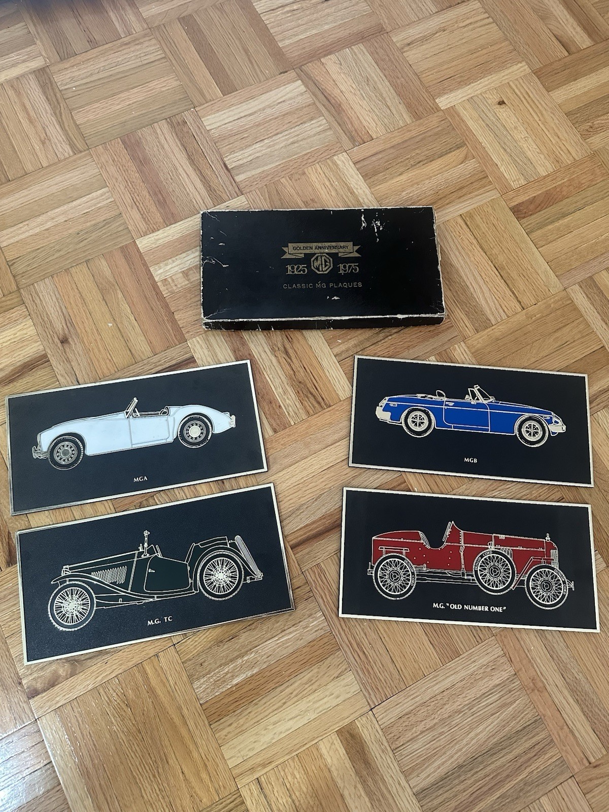 Vintage MG Golden Anniversary Classic Plaques Set 1925-1975 Boxed MGA MGB TC