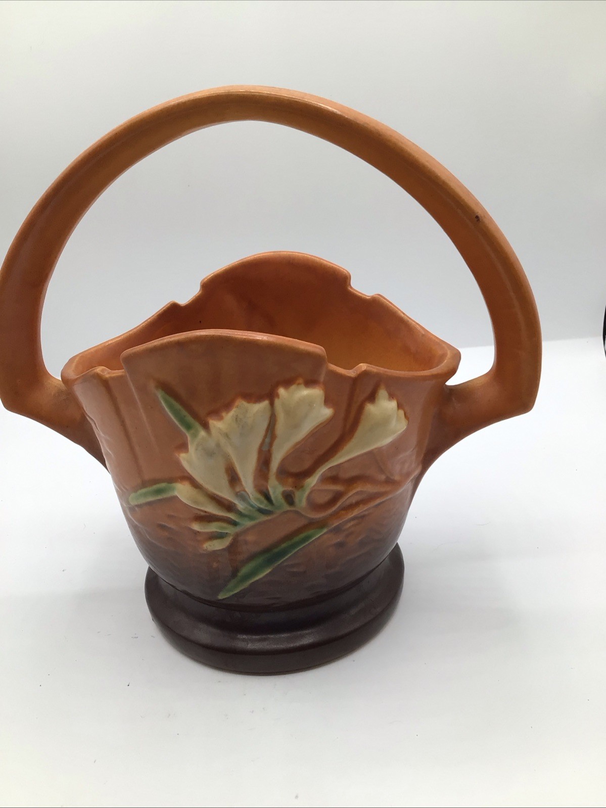Roseville Pottery Freesia Basket 391 8 Tangerine