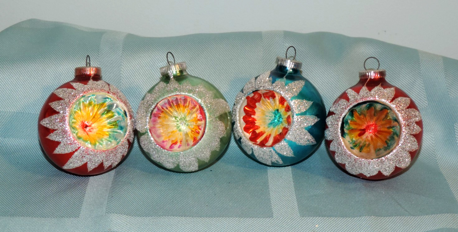 Lot of 4 Vintage West Germany DBGM Christmas Ornaments Indent Reflector Lot of 4 Vintage West Germany DBGM Christmas Ornaments Indent Reflector