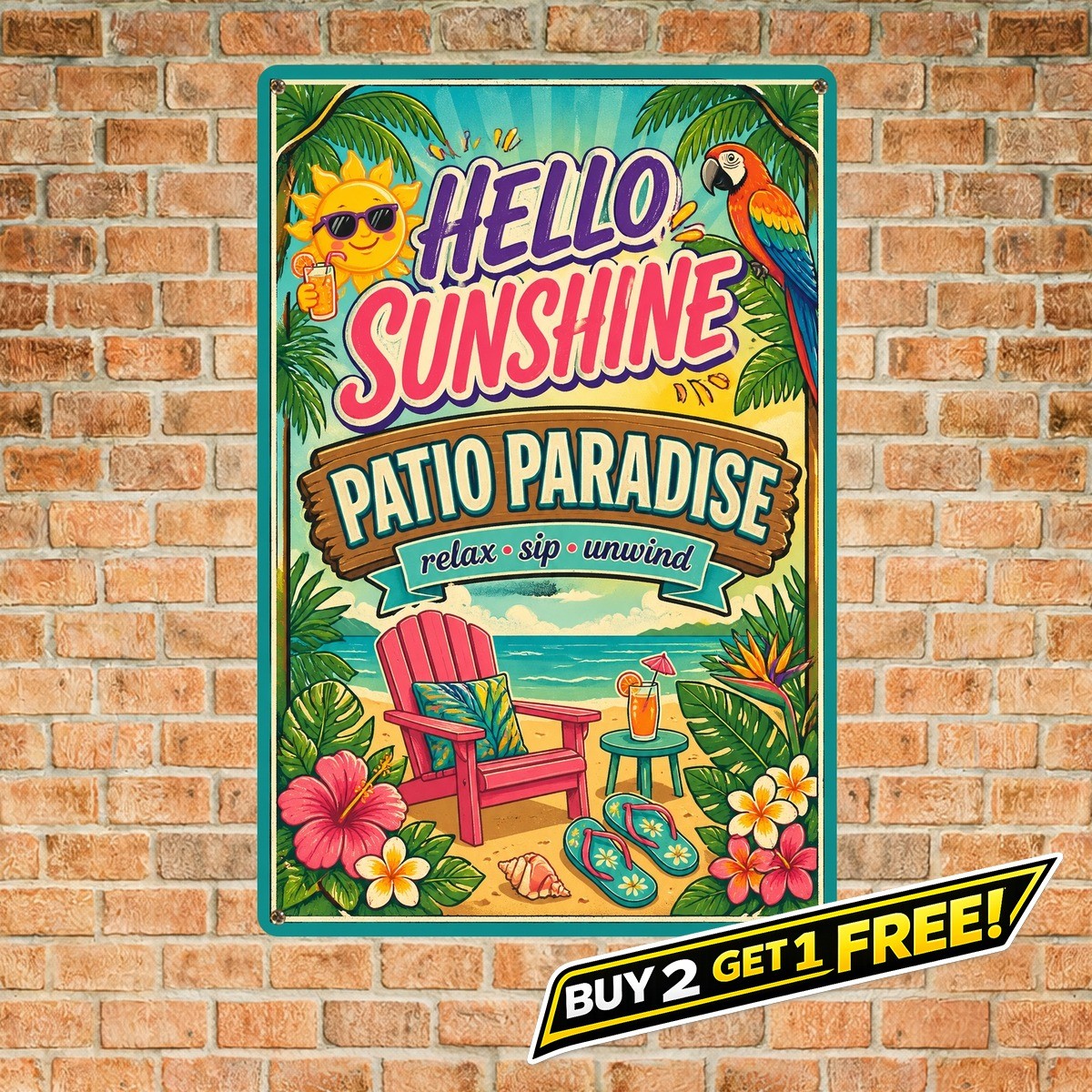 Welcome To Our Backyard Oasis Metal Sign Outdoor Living Decor