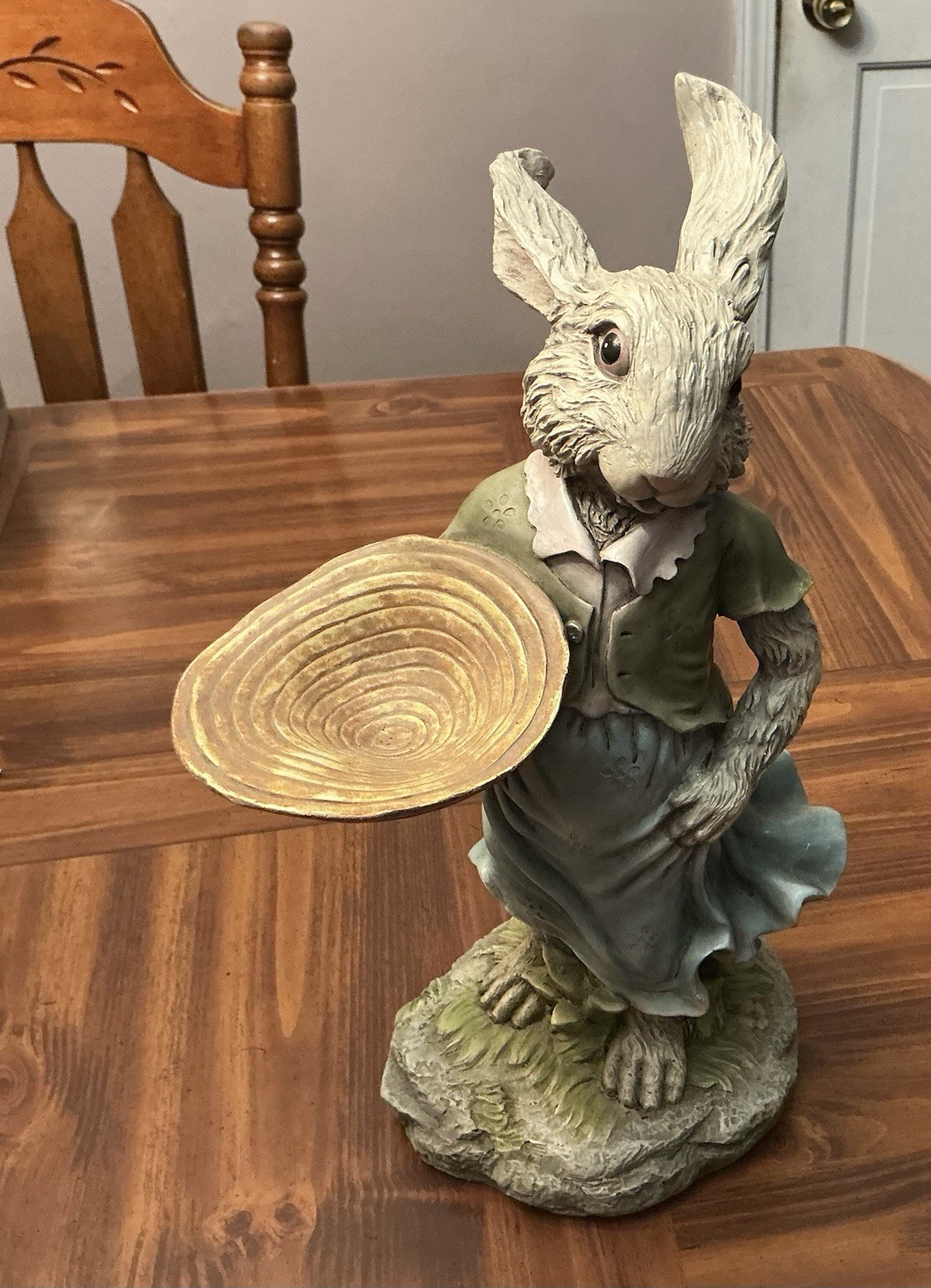 Vtg Chrisdon Resin Rabbit Figure Statue With Holding Hat or Basket Rare 15” Vtg Chrisdon Resin Rabbit Figure Statue With Holding Hat or Basket Rare 15”