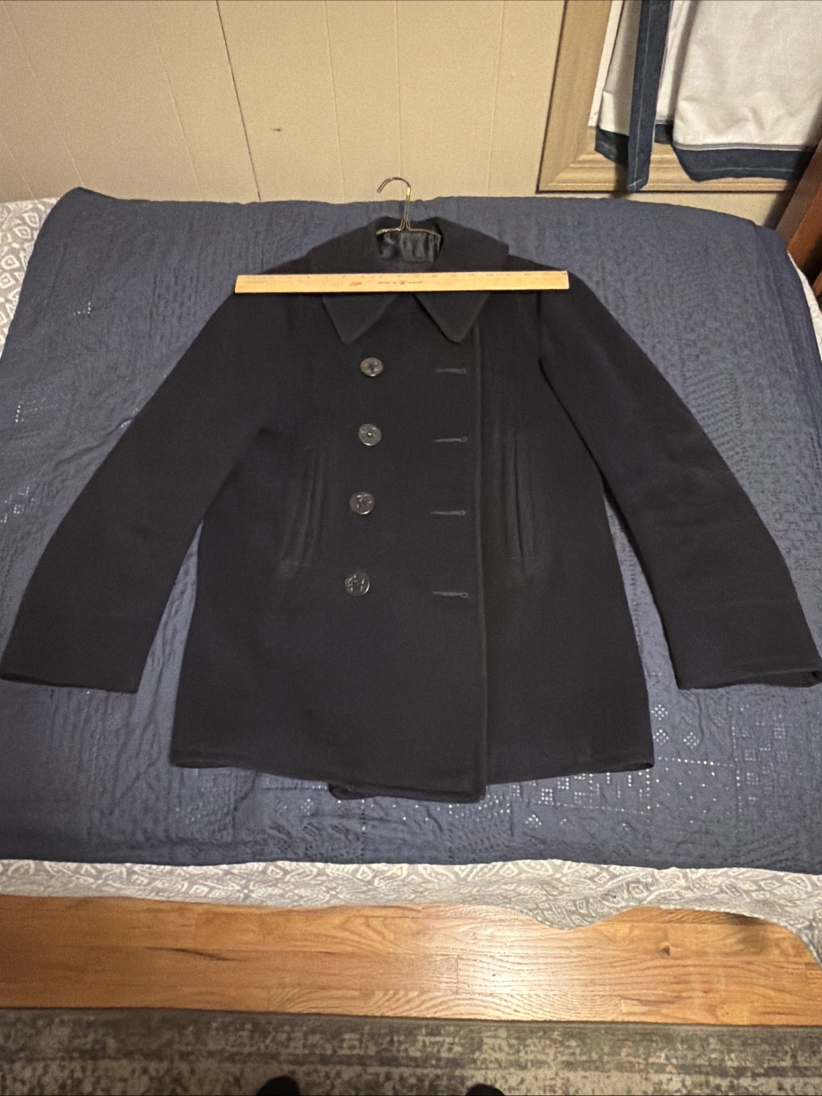 Authentic WW2 US Navy Naval Clothing Factory Wool Double Breasted Pea Coat