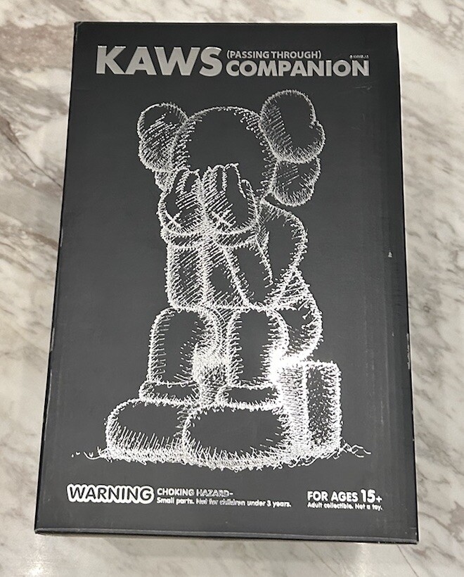 Kaws Medicom Companion Passing Through Black Figure 2013 In Original Box