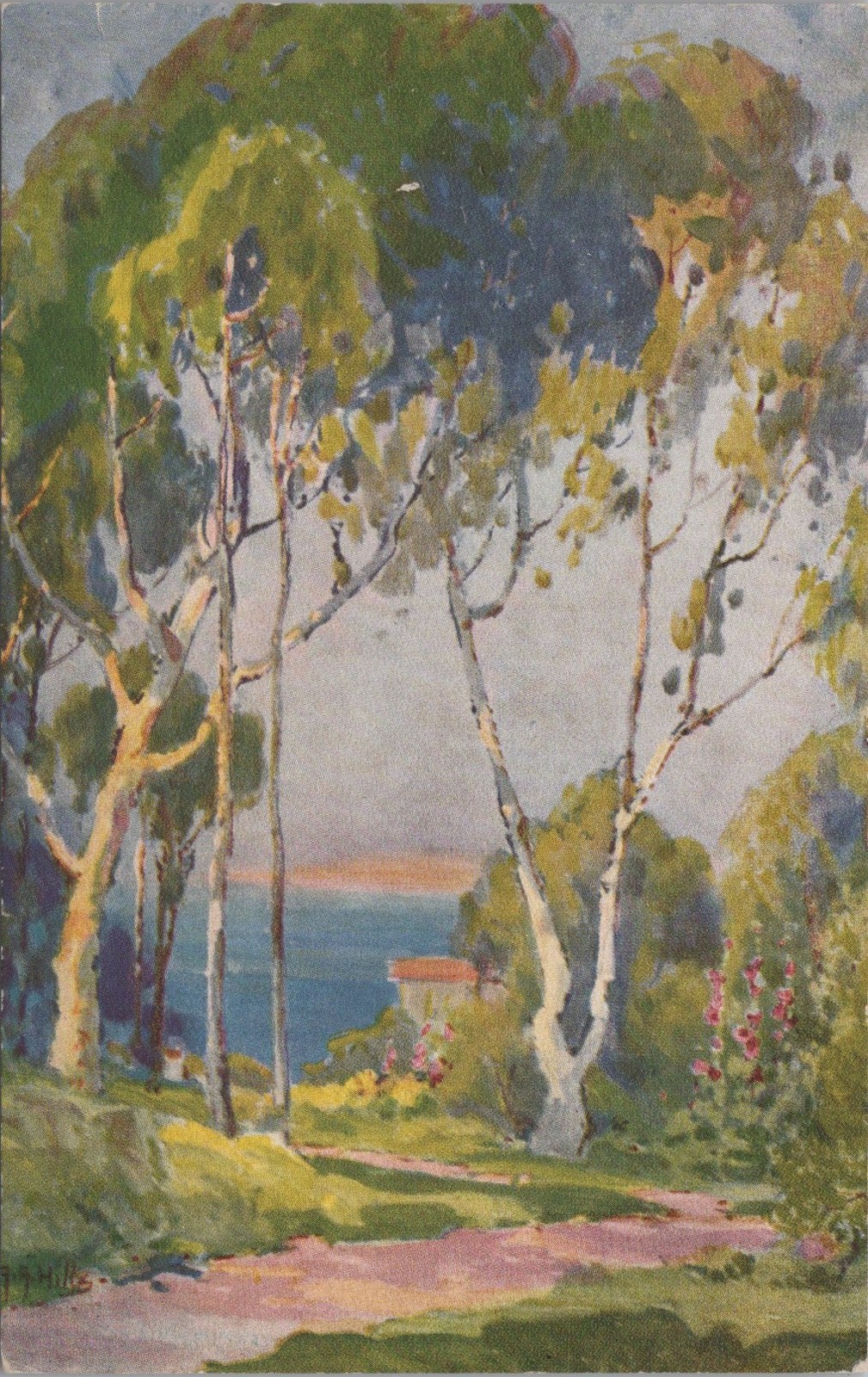 Path to the Sea Anna Hills Painting painting by Anna Hills Postcard