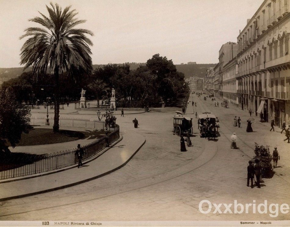 Naples Italy Street Scene Riviera di Chiaia Napoli Vintage Albumen Photograph Naples Italy Street Scene Riviera di Chiaia Napoli Vintage Albumen Photograph