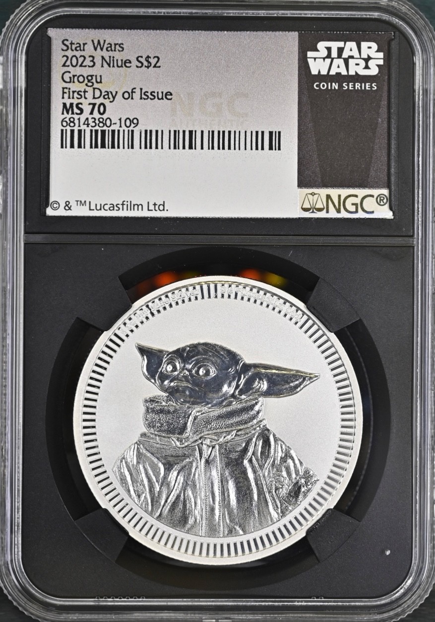 2023 Niue $2 STAR WARS Grogu by LUCASFILM, LTD NGC MS70 First Day of Issue 🪐