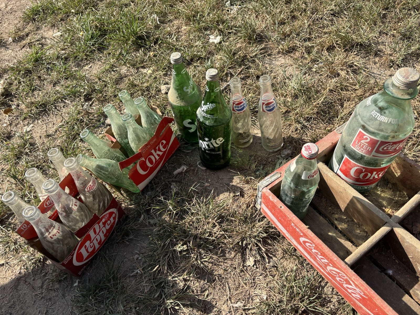 Vintage Coca-Cola Bottles Two Vintage Sprite Bottles Empty Bottles