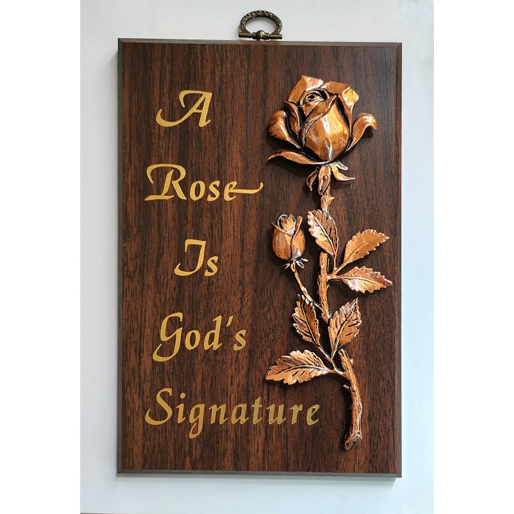 Vintage A&F Canada 3D Copper Rose, Wood Wall Plaque \