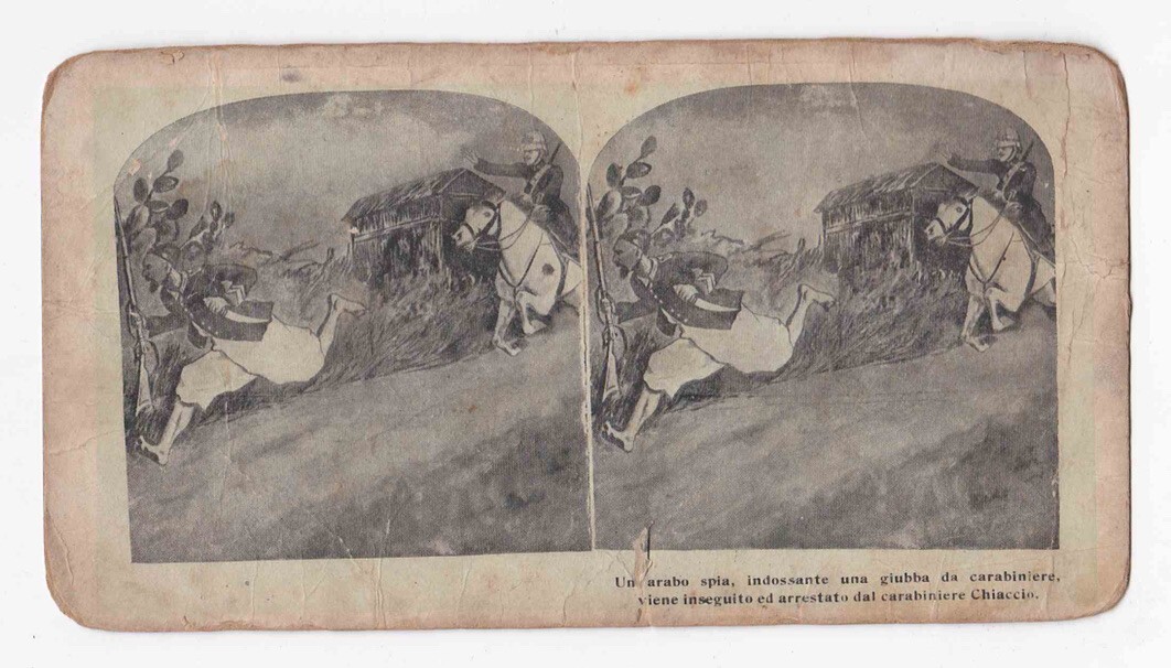 Italian Cavalry Arresting Arab Spy Stereoview Libya 1911 Militaria