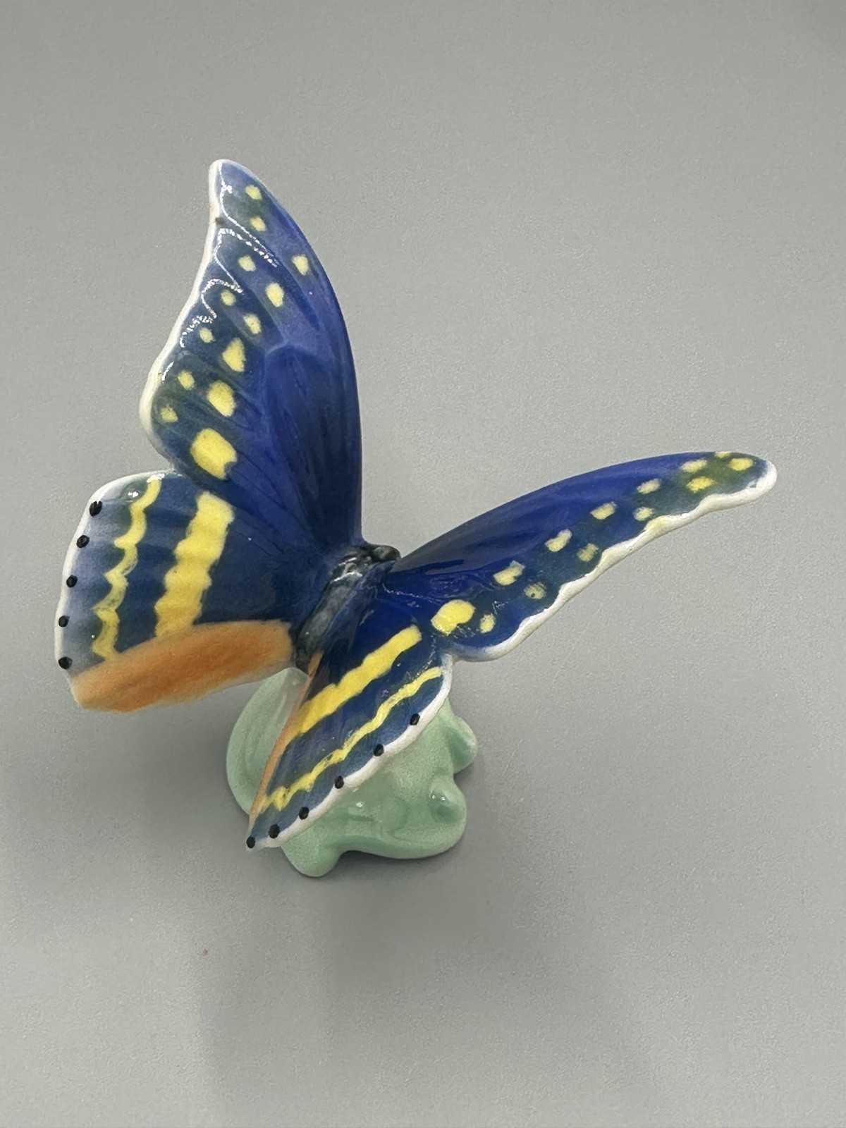 Vintage Schaubach Kunst Germany Porcelain Butterfly Figurine Blue Yellow