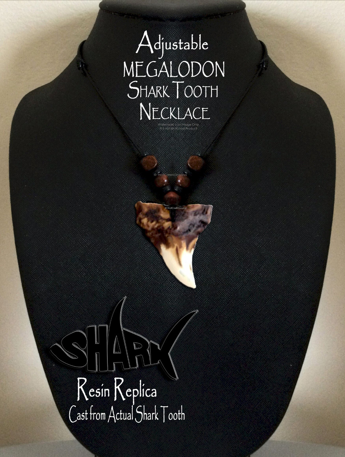 MEGALODON SHARK TOOTH NECKLACE - Great White LARGE 2¼