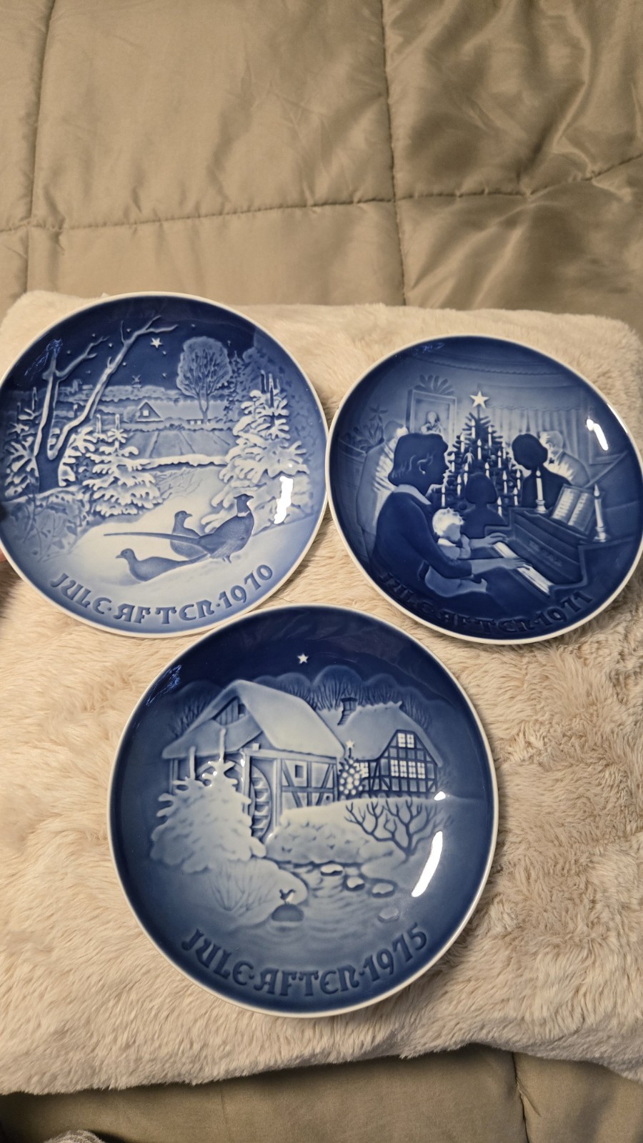 VTG B&G Copenhagen Porcelain Christmas Plates Lot 3  1970 1971 1975 Denmark Blue