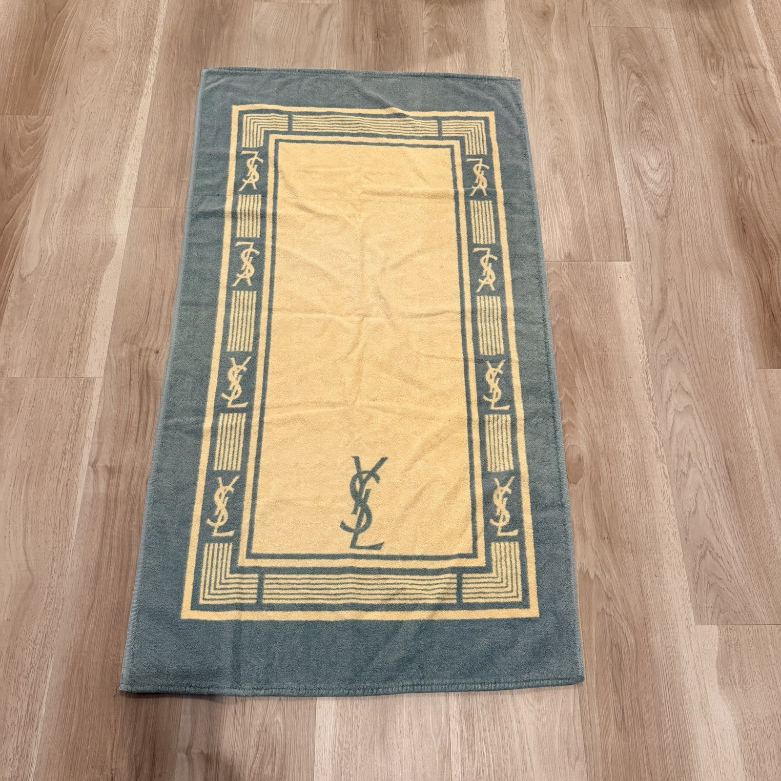 Yves Saint Laurent VTG 1980 Beach Towel Terrycloth YSL Geometric Art Deco HTF Yves Saint Laurent VTG 1980 Beach Towel Terrycloth YSL Geometric Art Deco HTF