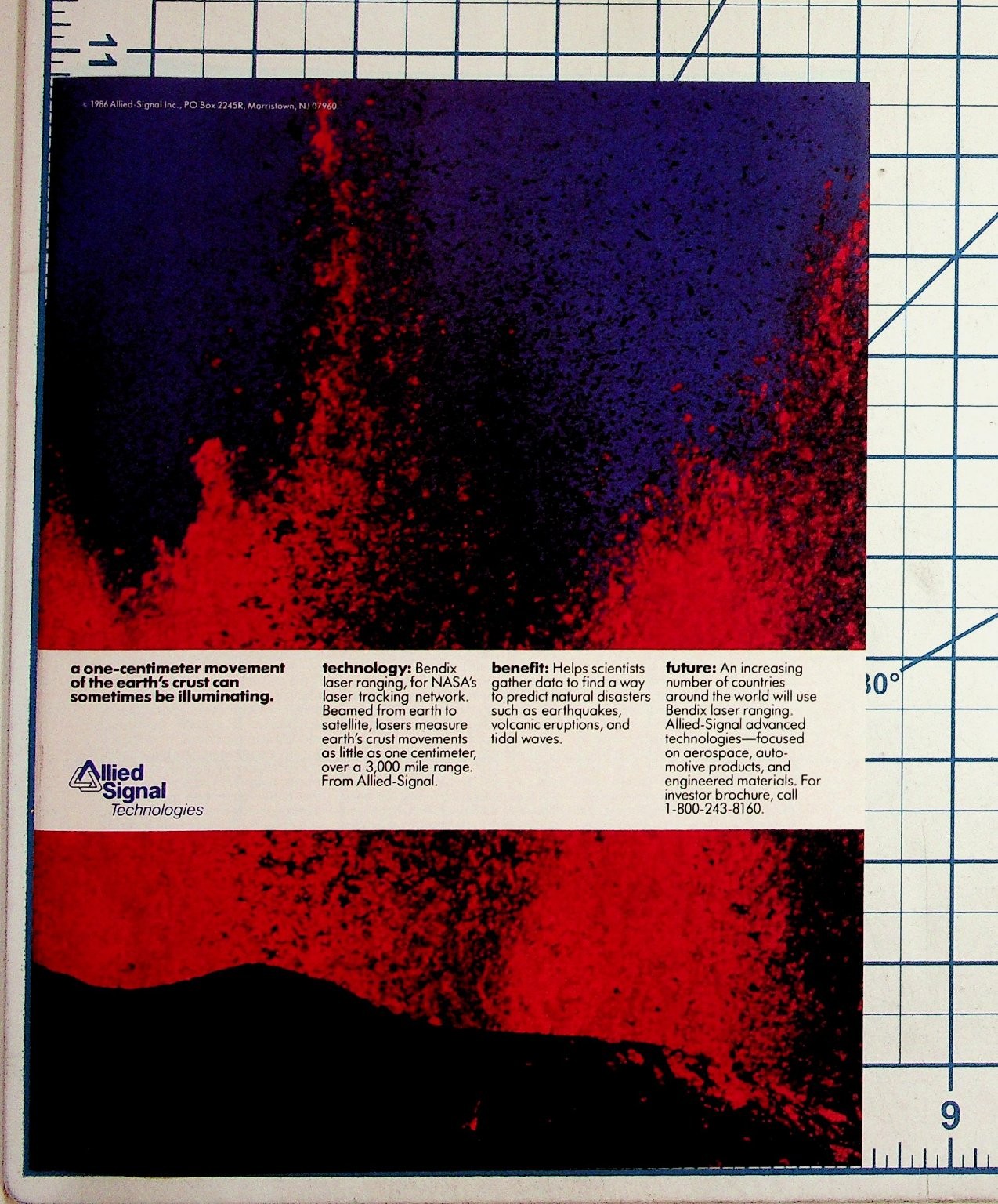 1986 Allied-Signal Technologies Bendix Laser Ranging Earth Crust Movement Ad 1986 Allied-Signal Technologies Bendix Laser Ranging Earth Crust Movement Ad